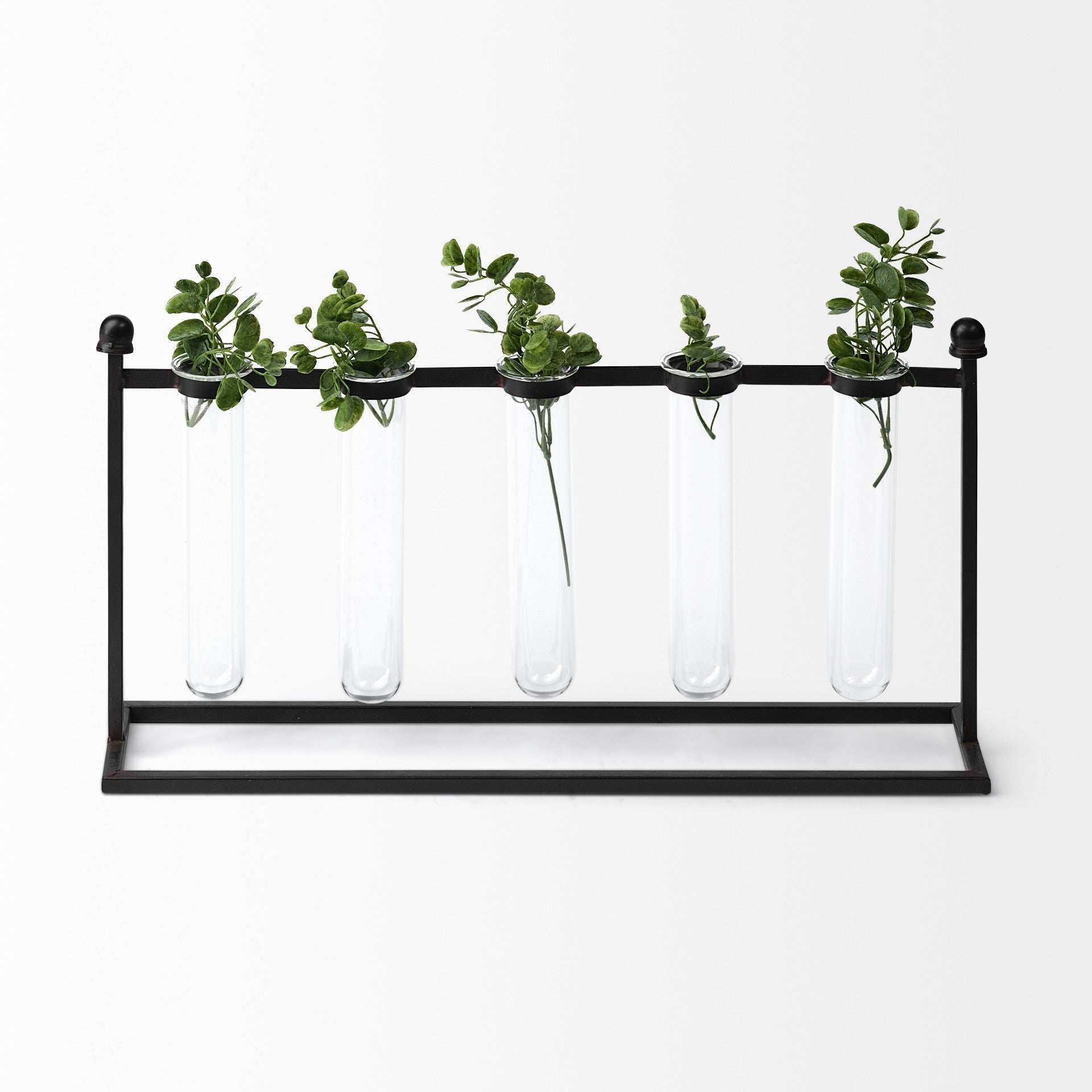 10" Black Abstract Cylinder Metal Table Vase-Vases-DECOROLALA