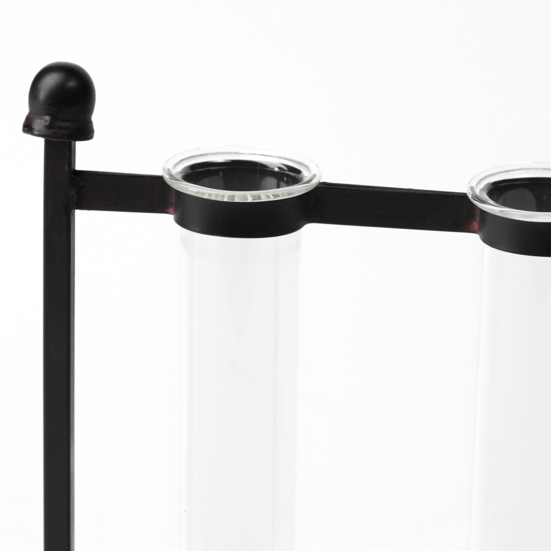 10" Black Abstract Cylinder Metal Table Vase-Vases-DECOROLALA