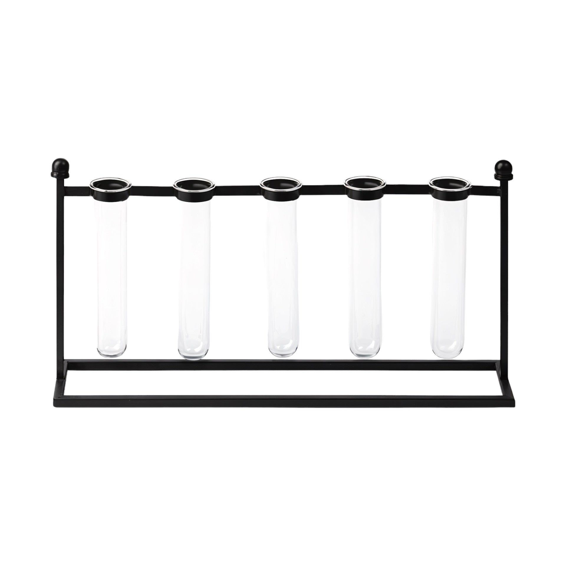 10" Black Abstract Cylinder Metal Table Vase-Vases-DECOROLALA
