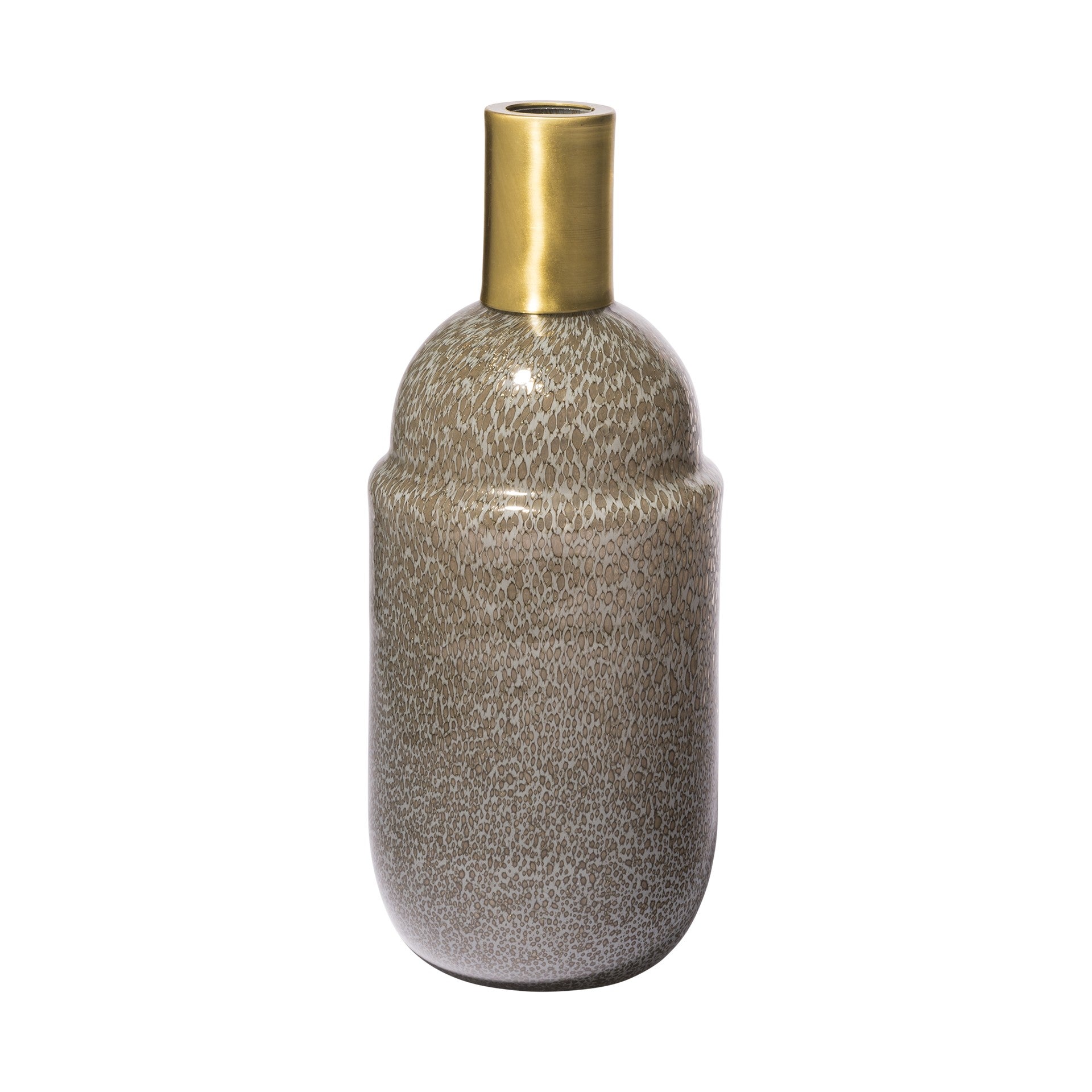 12" Brown Abstract Cylinder Crystal Glass Table Vase-Vases-DECOROLALA