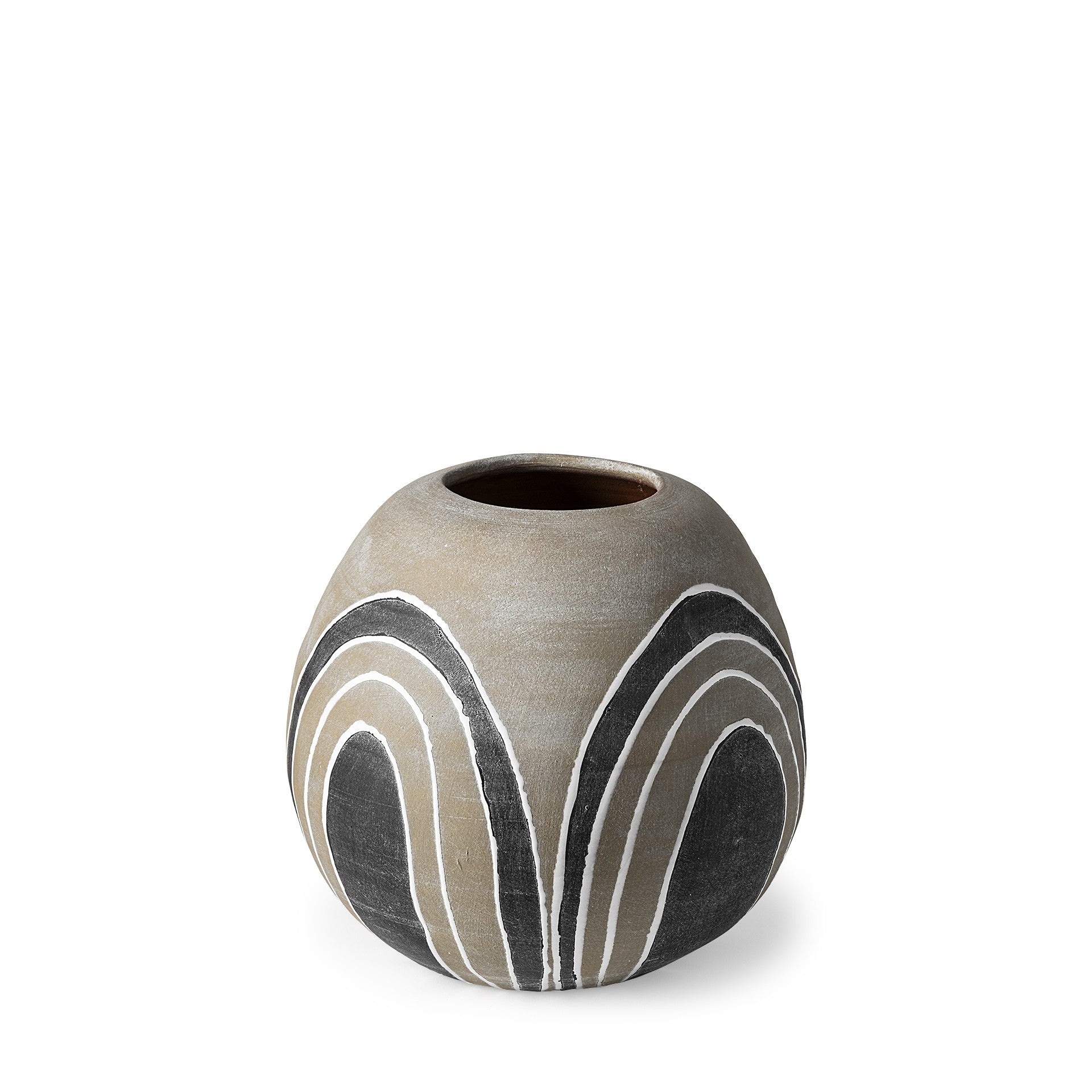 10" Brown And White Abstract Cylinder Ceramic Table Vase-Vases-DECOROLALA