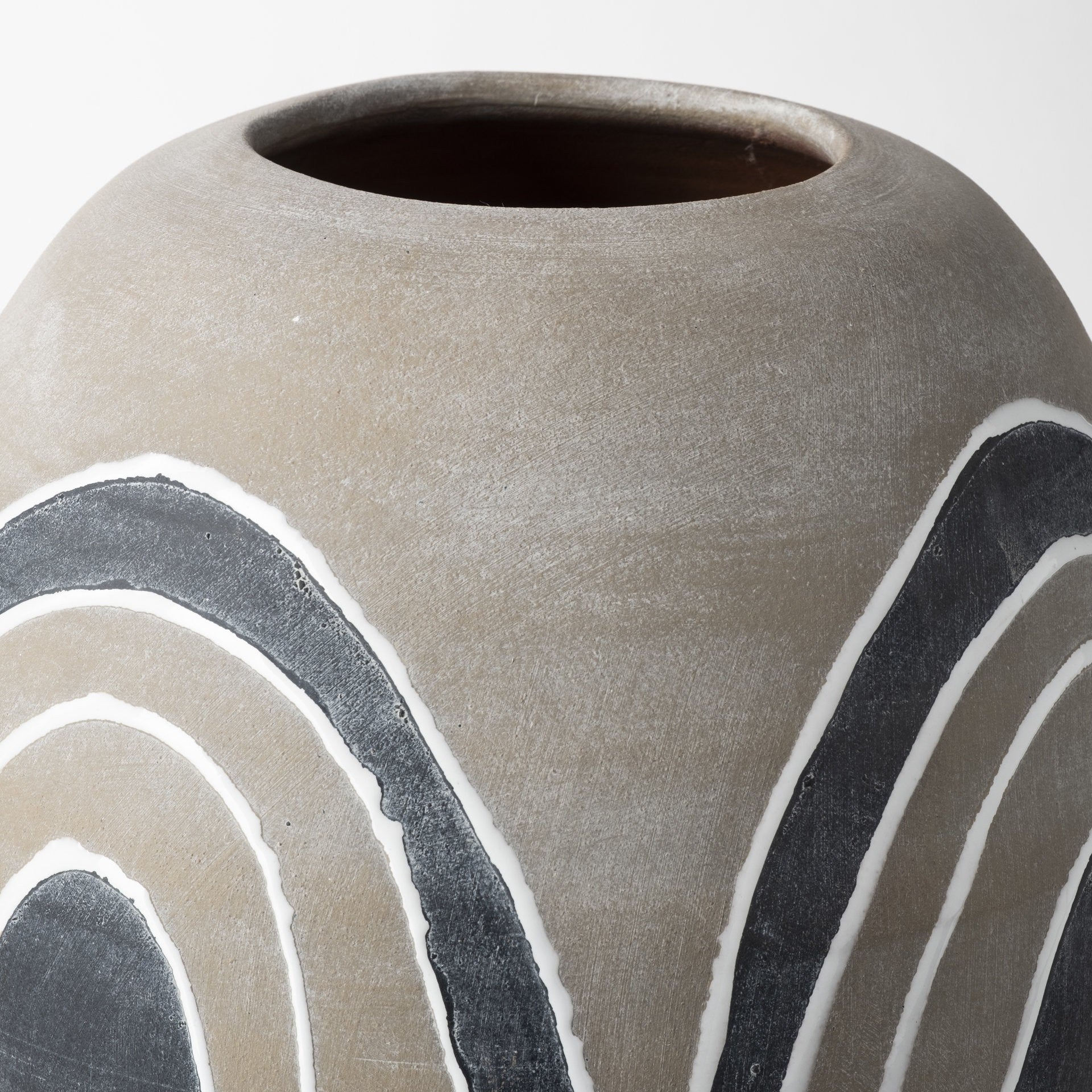 10" Brown And White Abstract Cylinder Ceramic Table Vase-Vases-DECOROLALA