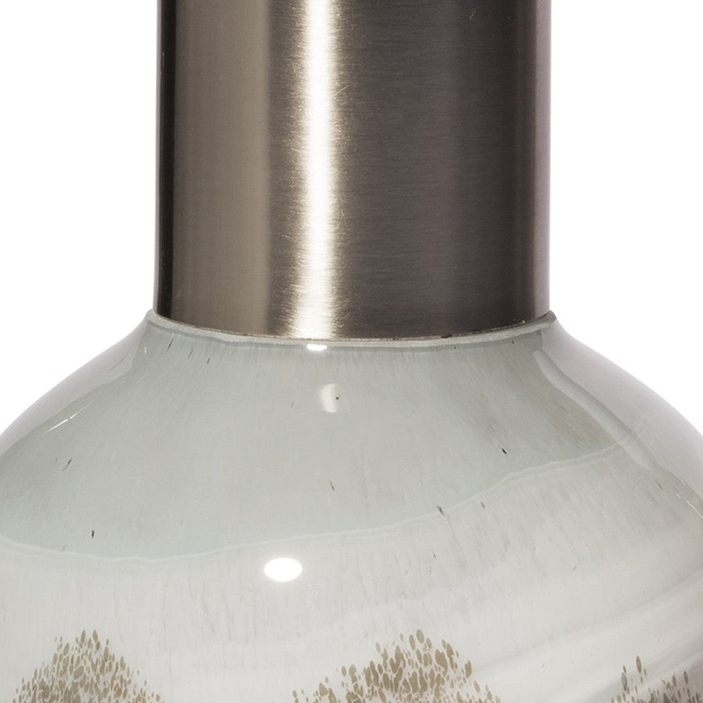 13" Bronze And White Ombre Glass Cylinder Table Vase-Vases-DECOROLALA