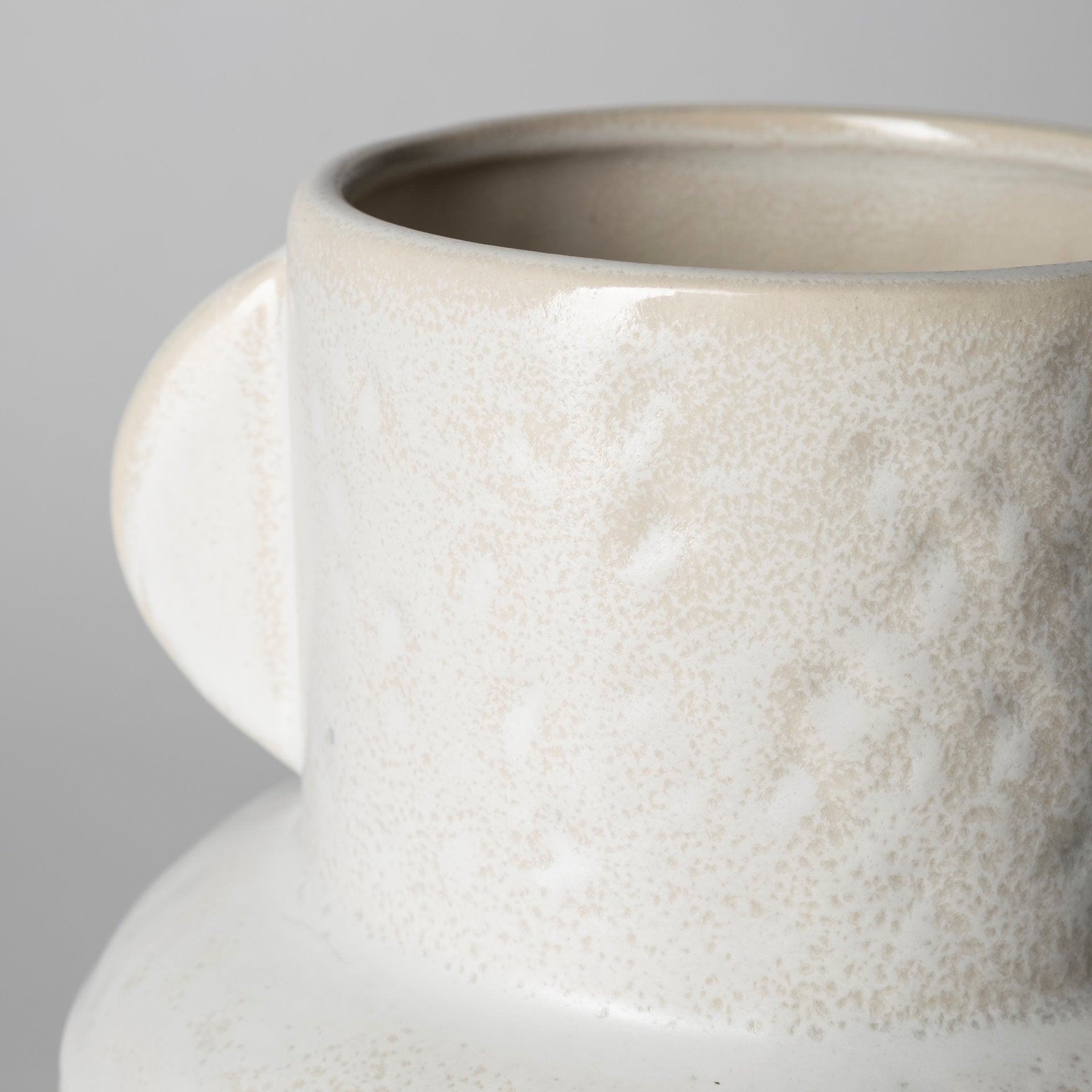 8" Whitewash Handled Textured Ceramic Vase-Vases-DECOROLALA