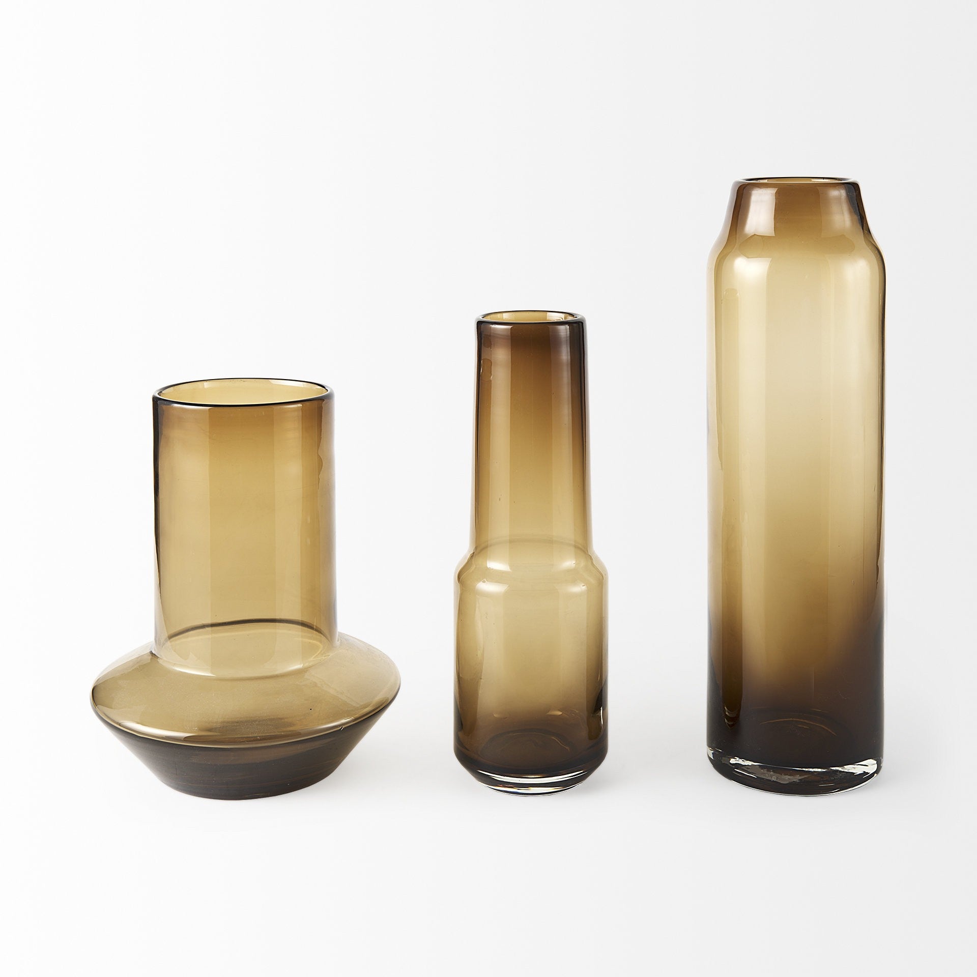 16" Golden Brown Abstract Cylinder Crystal Glass Table Vase-Vases-DECOROLALA