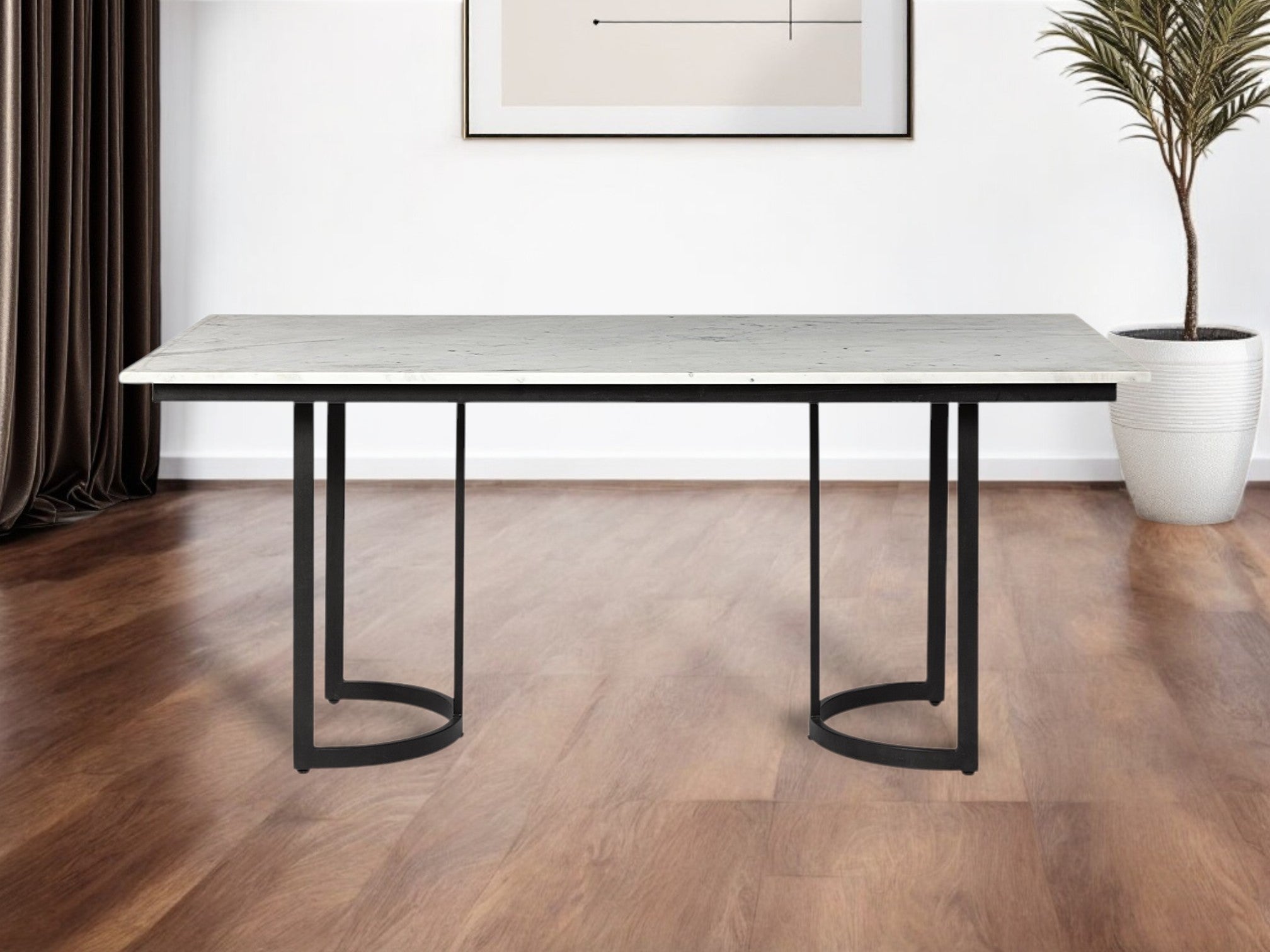 71" White And Black Dining Table-Dining Tables-DECOROLALA