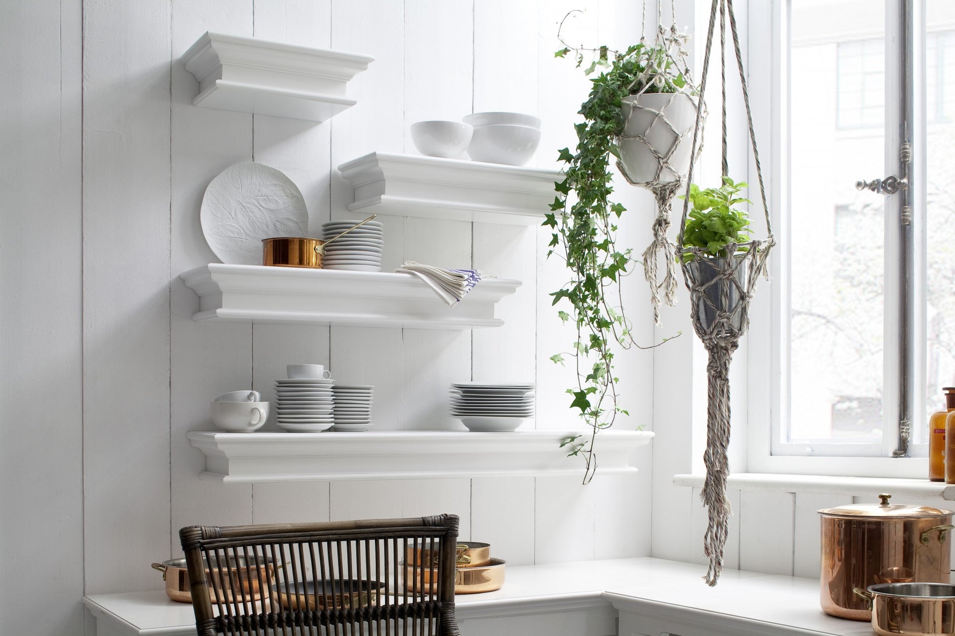 23" Classic White Floating Wall Shelf-Wall Mounted Shelves-DECOROLALA