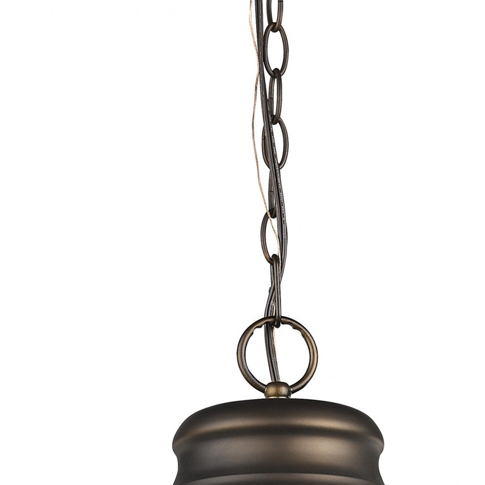 Ansen 1-Light Oil-Rubbed Bronze Pendant With Gloss White Interior Shade-Pendants-Hanging Lights-DECOROLALA