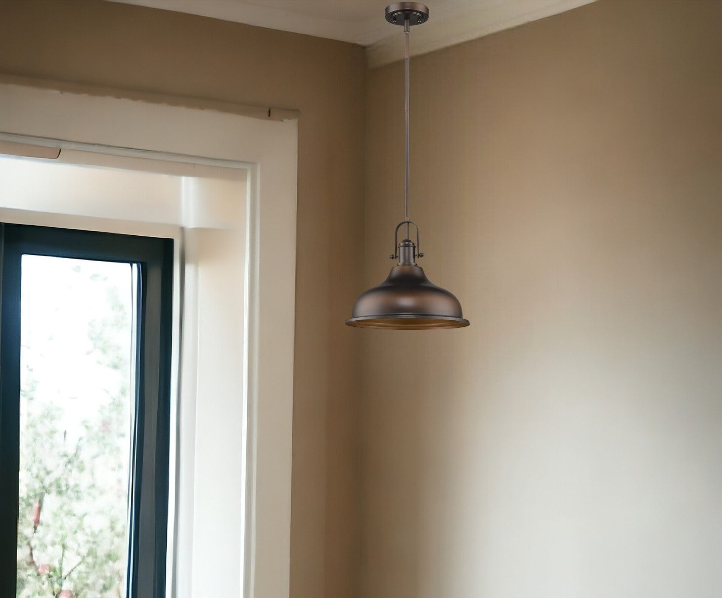 Antique Bronze Hanging Light with Glass Dome Shade-Chandeliers-DECOROLALA