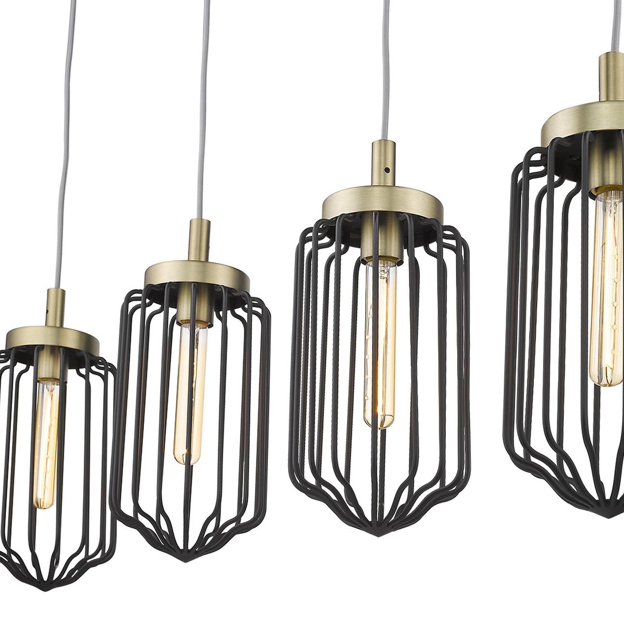 Reece 4-Light Aged Brass Island Pendant-Pendants-Hanging Lights-DECOROLALA
