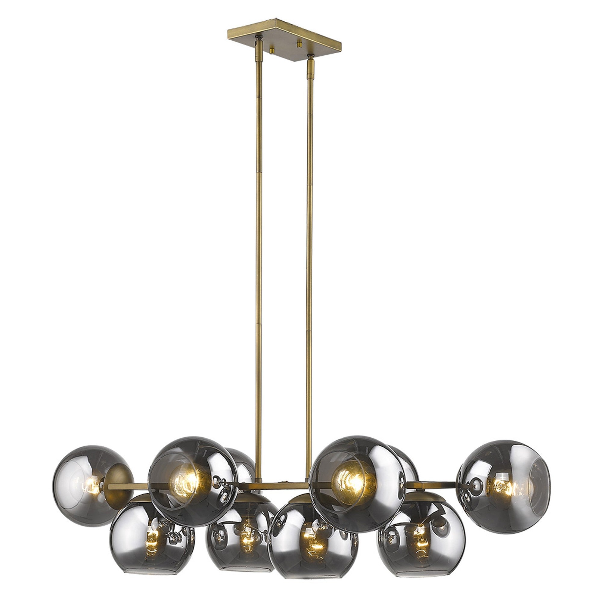 Lunette 10-Light Aged Brass Island Pendant-Pendants-Hanging Lights-DECOROLALA