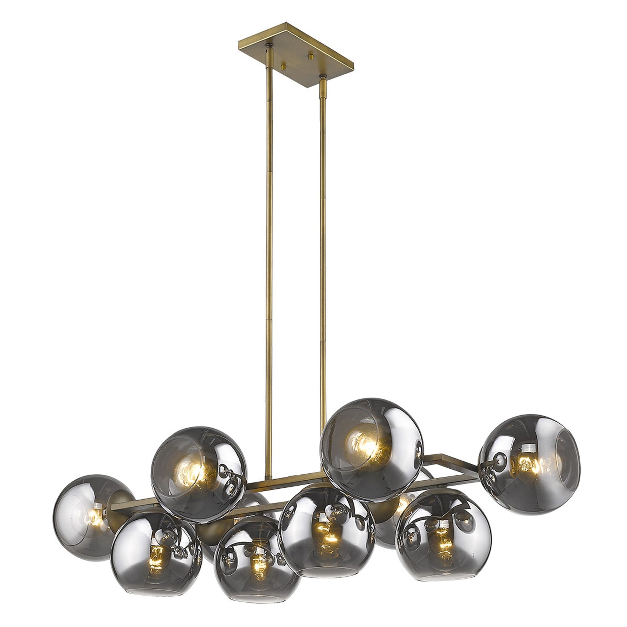 Lunette 10-Light Aged Brass Island Pendant-Pendants-Hanging Lights-DECOROLALA