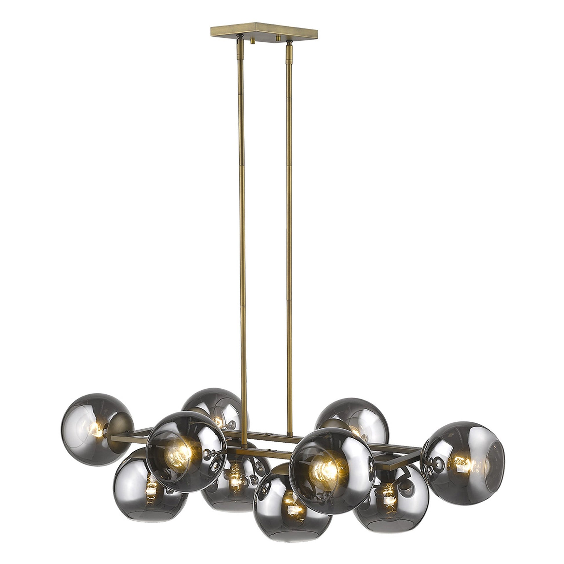 Lunette 10-Light Aged Brass Island Pendant-Pendants-Hanging Lights-DECOROLALA