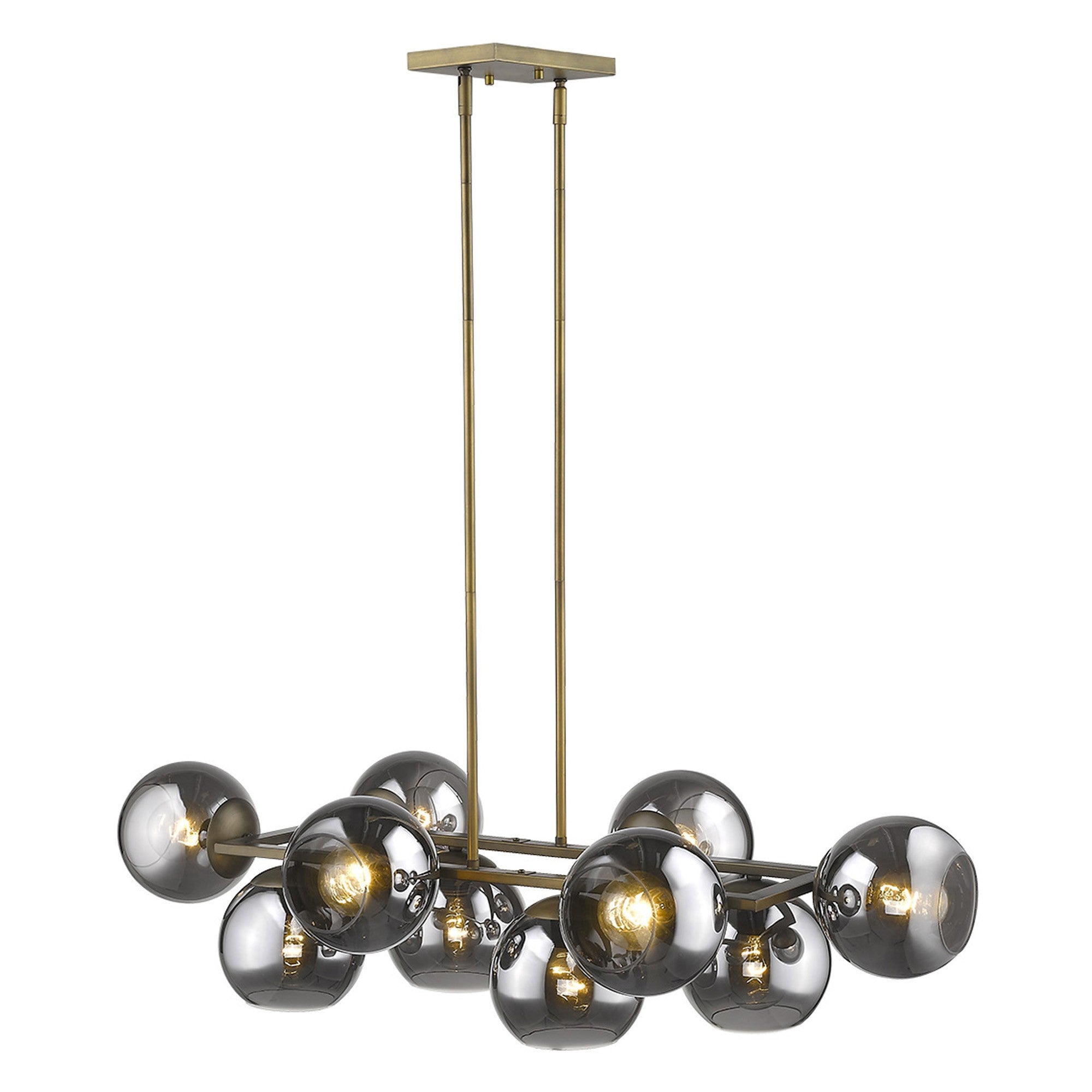 Lunette 10-Light Aged Brass Island Pendant-Pendants-Hanging Lights-DECOROLALA