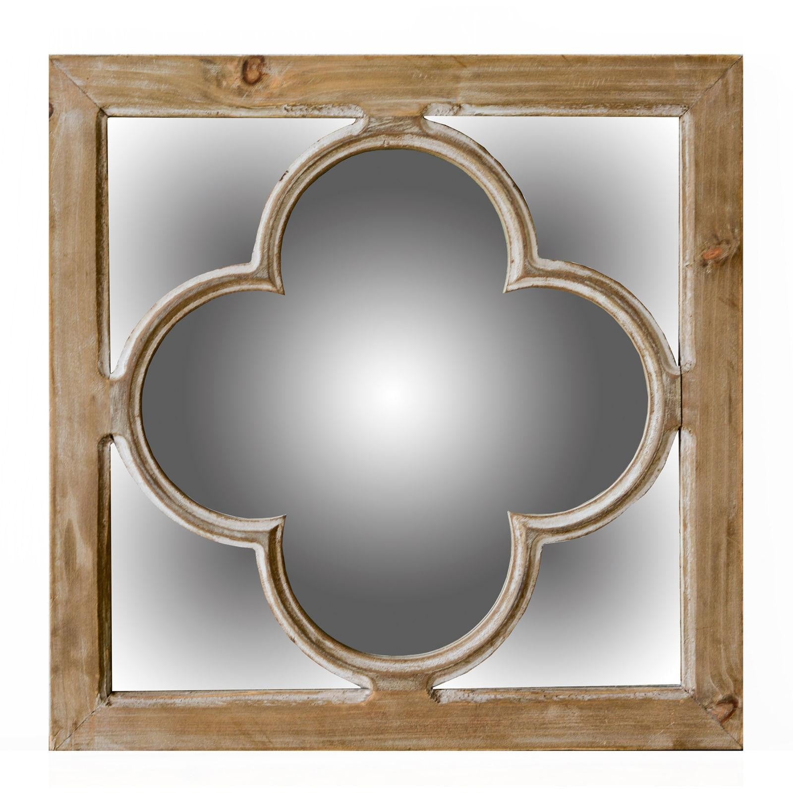 10" Natural Brown With Whitewash Square Wall Mounted Accent Mirror-Mirrors-DECOROLALA