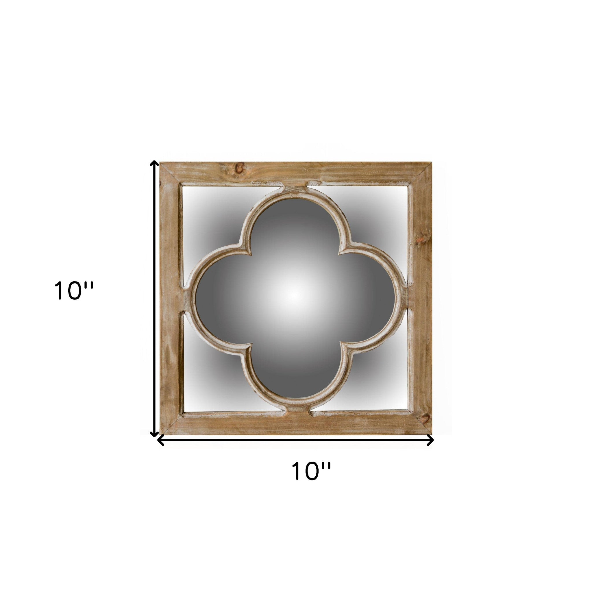 10" Natural Brown With Whitewash Square Wall Mounted Accent Mirror-Mirrors-DECOROLALA