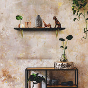 36" Brown Wood Wall Mounted Bracket Shelf-Wall Mounted Shelves-DECOROLALA