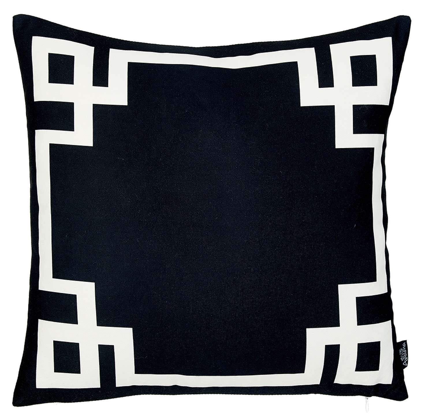 Black and White Geometric Border Throw Pillow-0