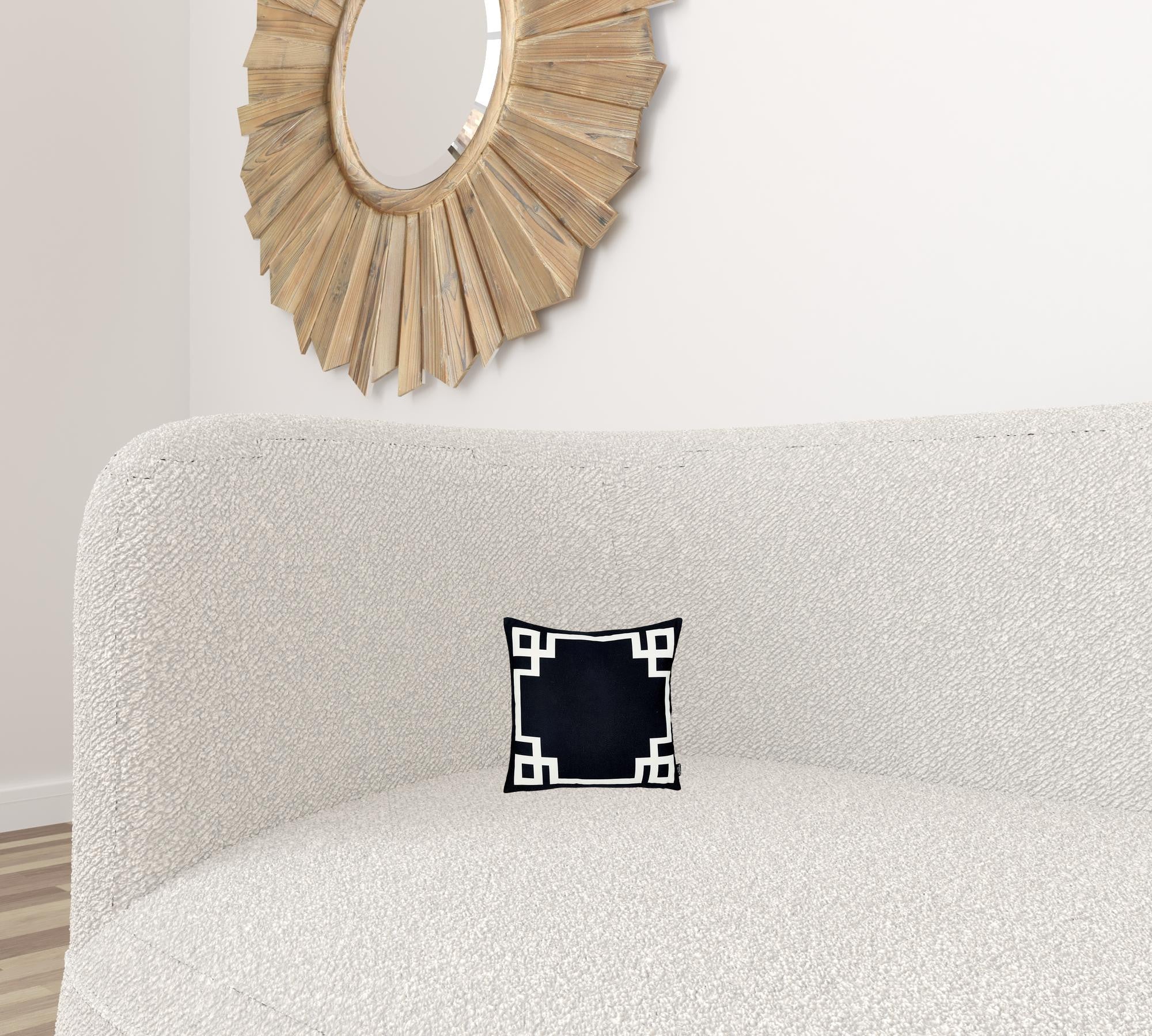 Black and White Geometric Border Throw Pillow-1