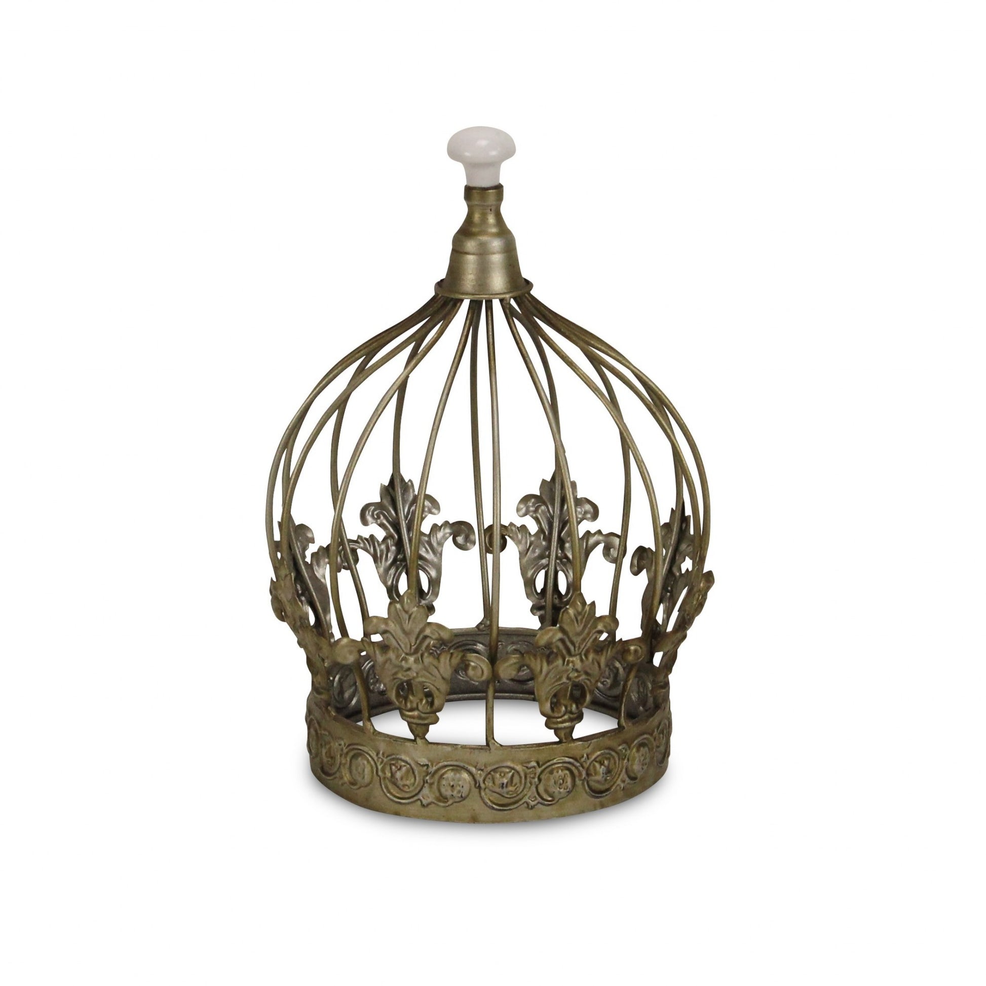 10" Bronze Metal Hand Painted Decorative Crown Tabletop Sculpture-Sculptures-DECOROLALA