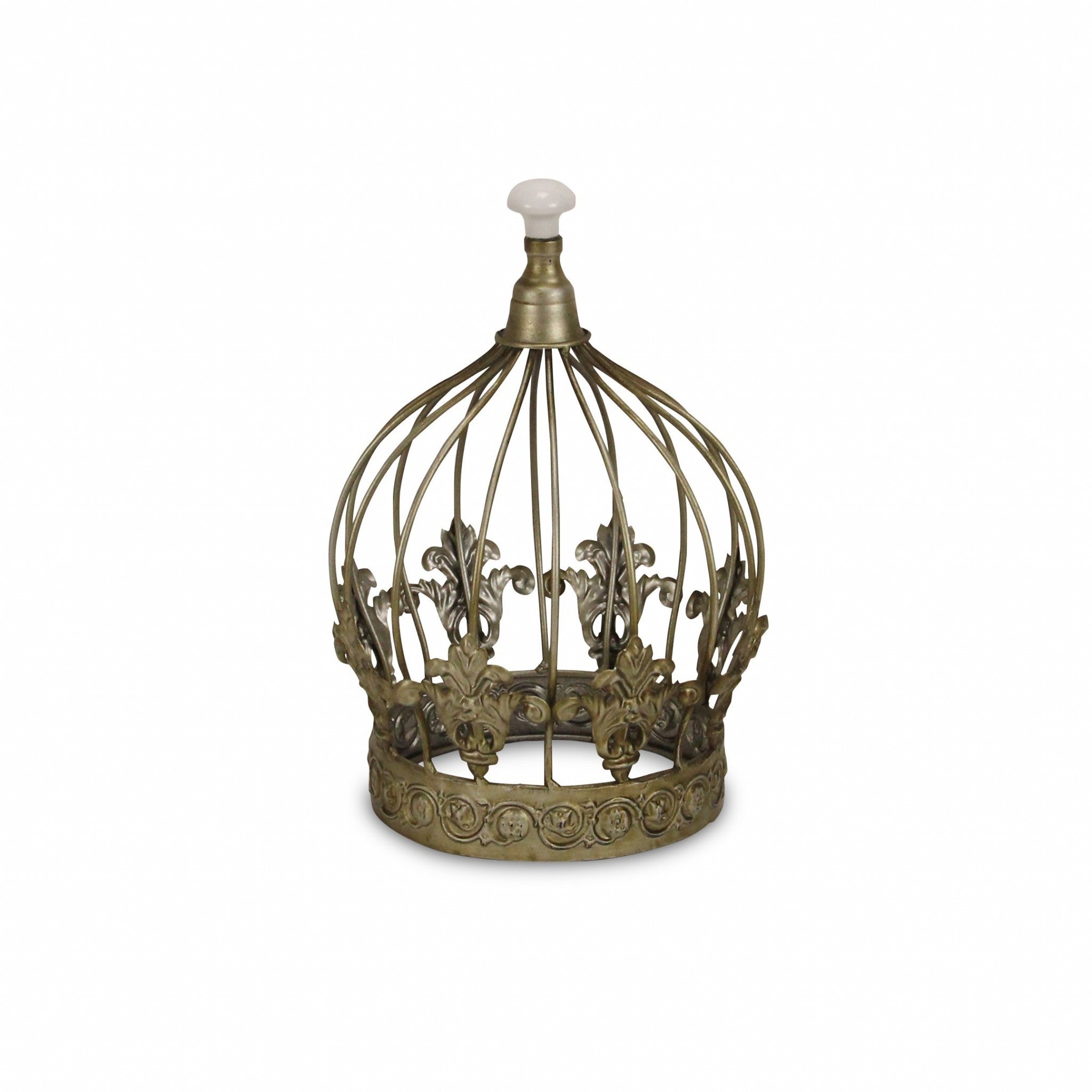 10" Bronze Metal Hand Painted Decorative Crown Tabletop Sculpture-Sculptures-DECOROLALA