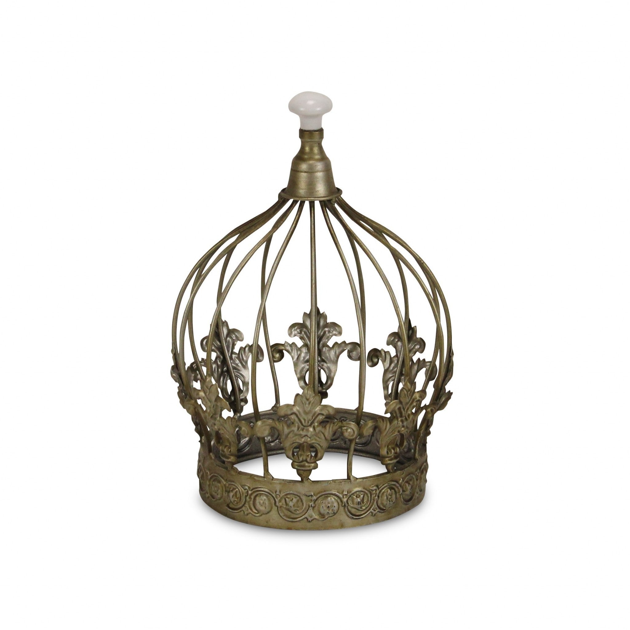 10" Bronze Metal Hand Painted Decorative Crown Tabletop Sculpture-Sculptures-DECOROLALA