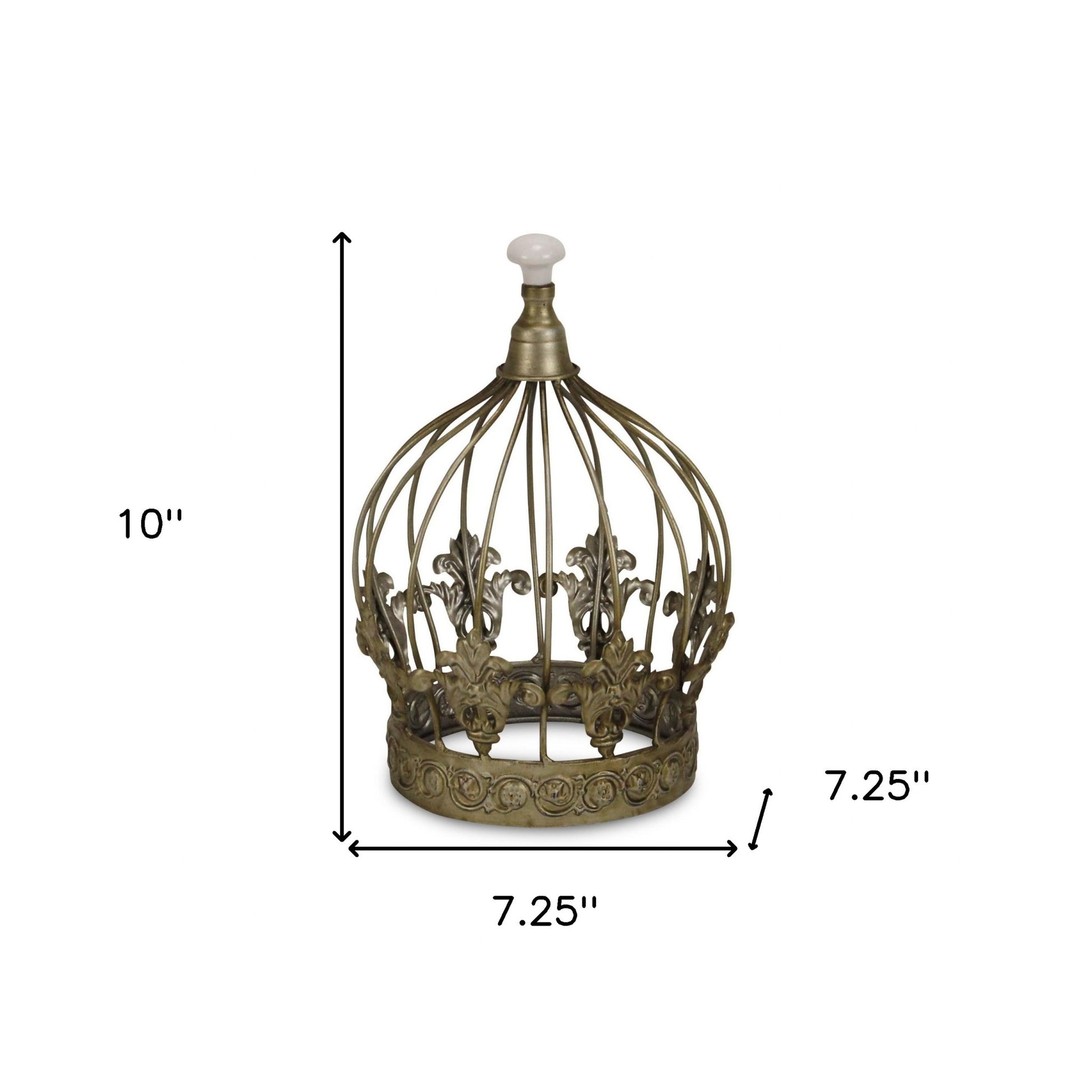 10" Bronze Metal Hand Painted Decorative Crown Tabletop Sculpture-Sculptures-DECOROLALA