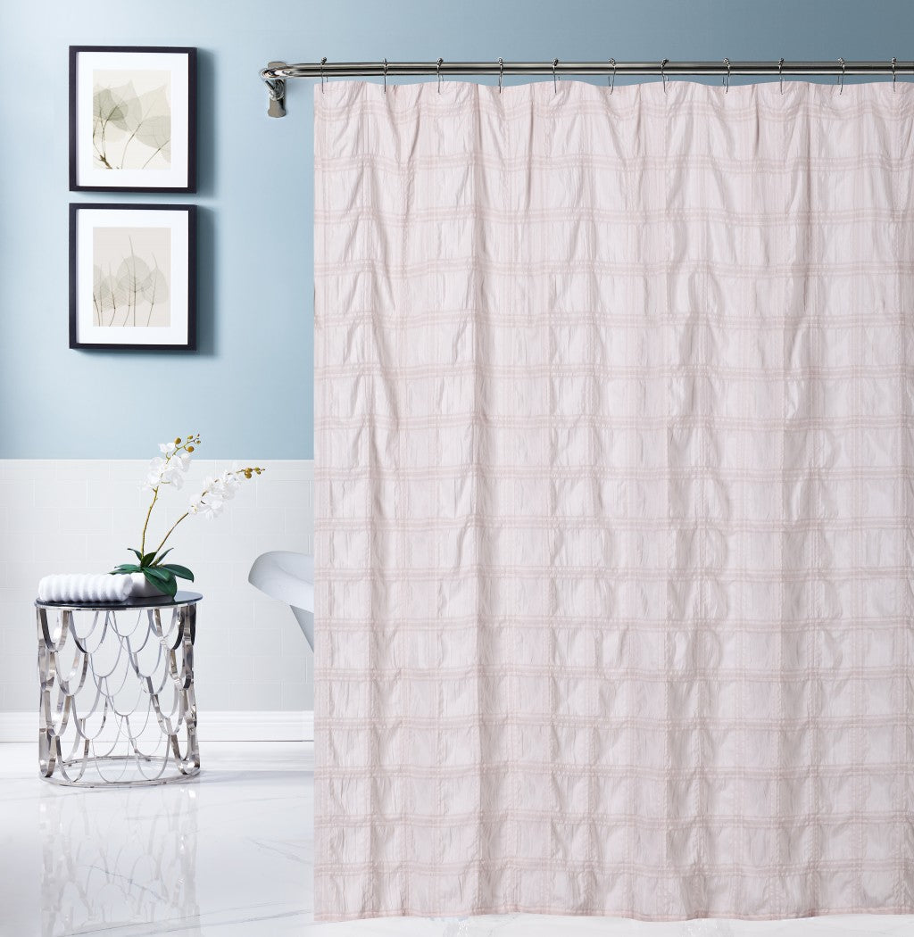 Pale Pink Modern Striped Crinkle Shower Curtain-1