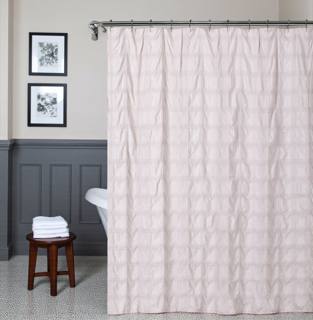 Pale Pink Modern Striped Crinkle Shower Curtain-0
