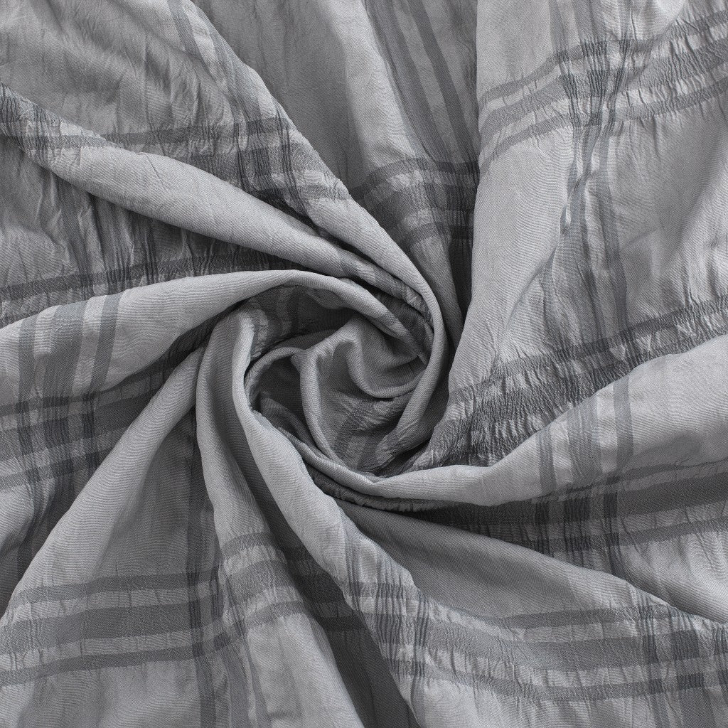 Gray Modern Striped Crinkle Shower Curtain-3