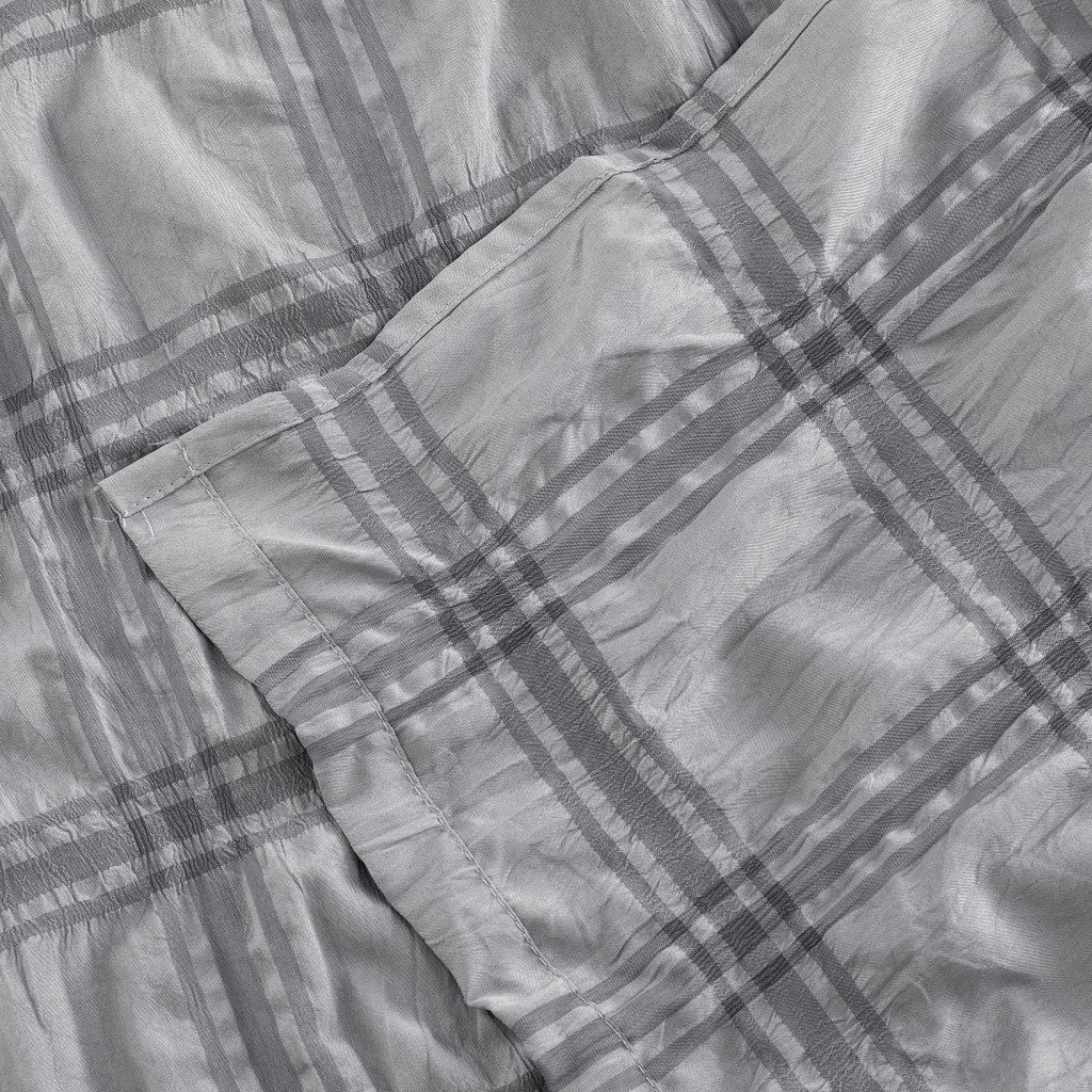 Gray Modern Striped Crinkle Shower Curtain-4