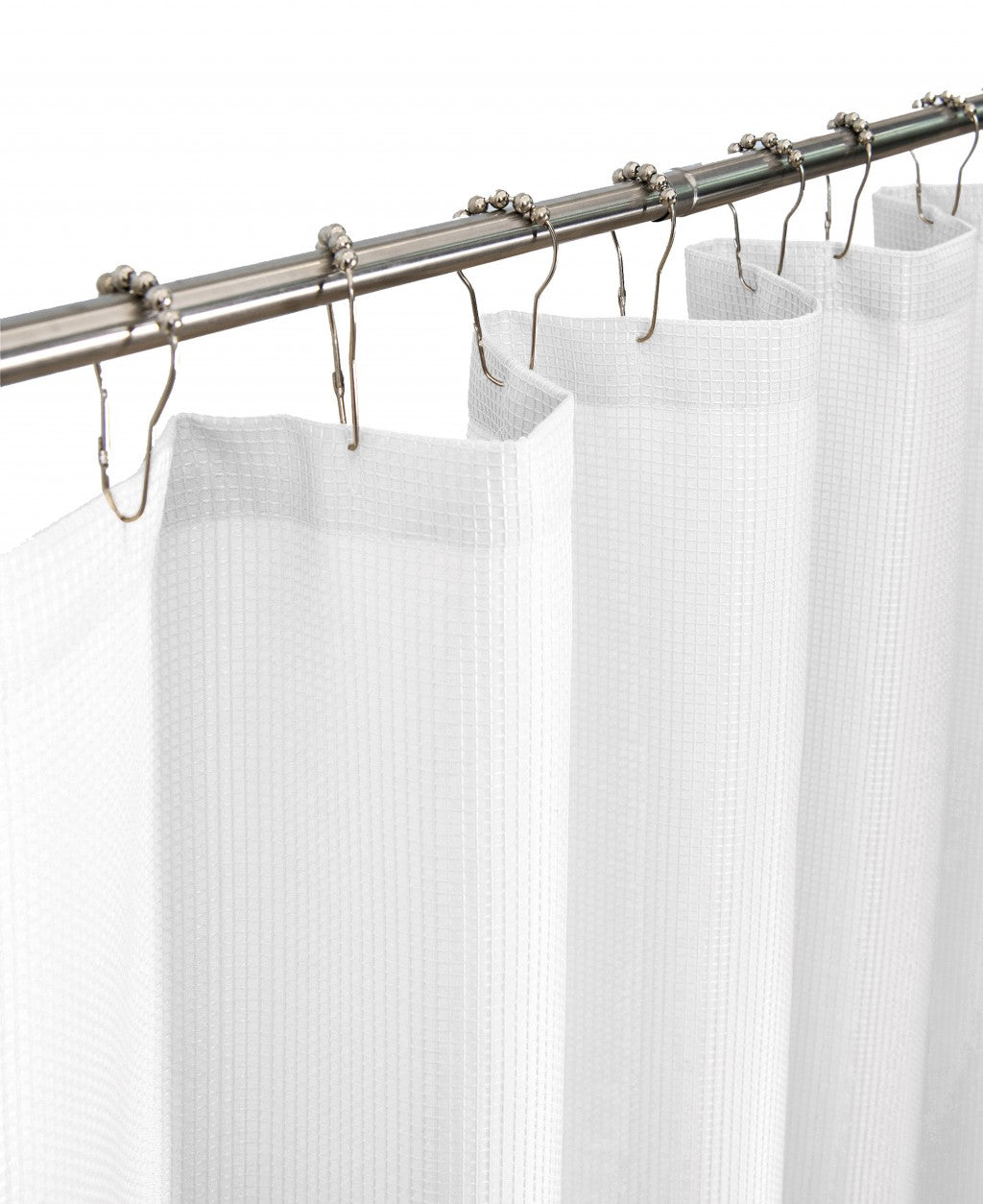 Luxurious White Waffle Weave Shower Curtain-2