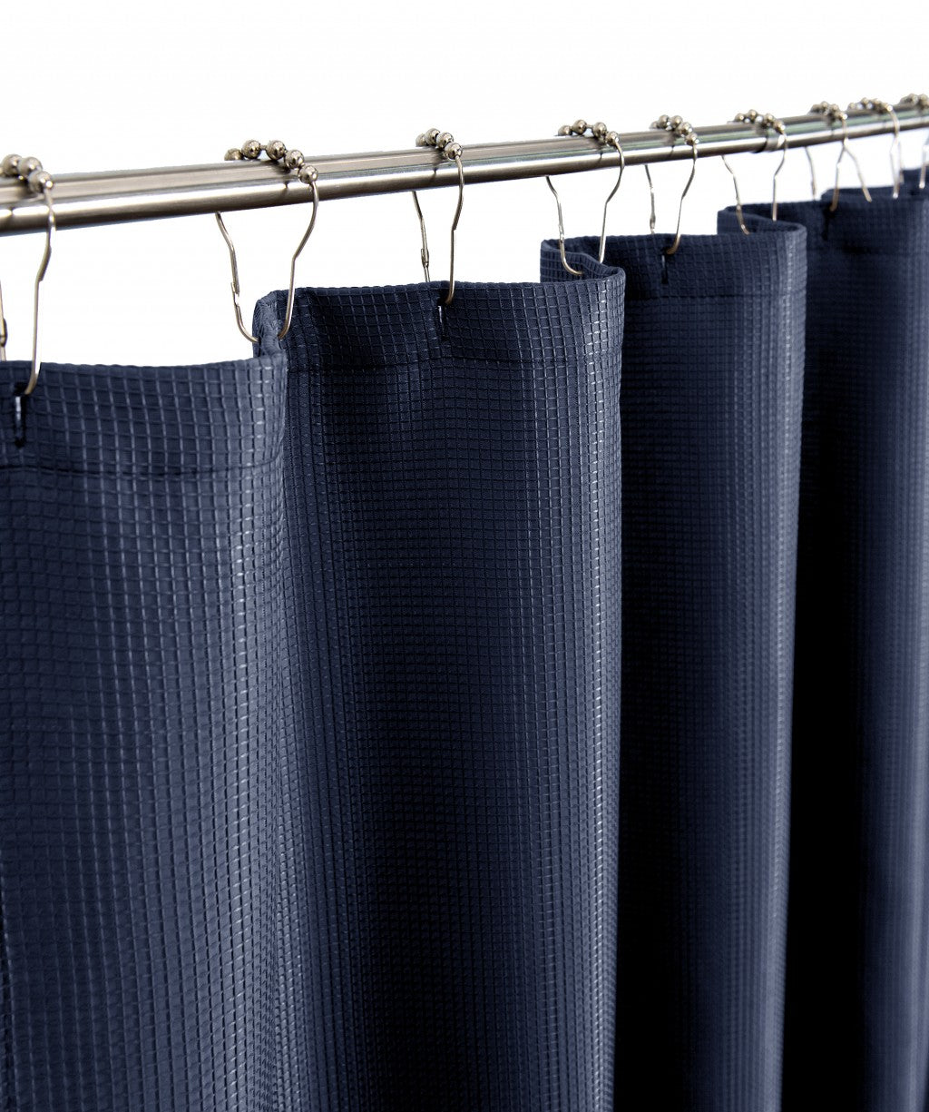 Luxurious Navy Waffle Weave Shower Curtain-2