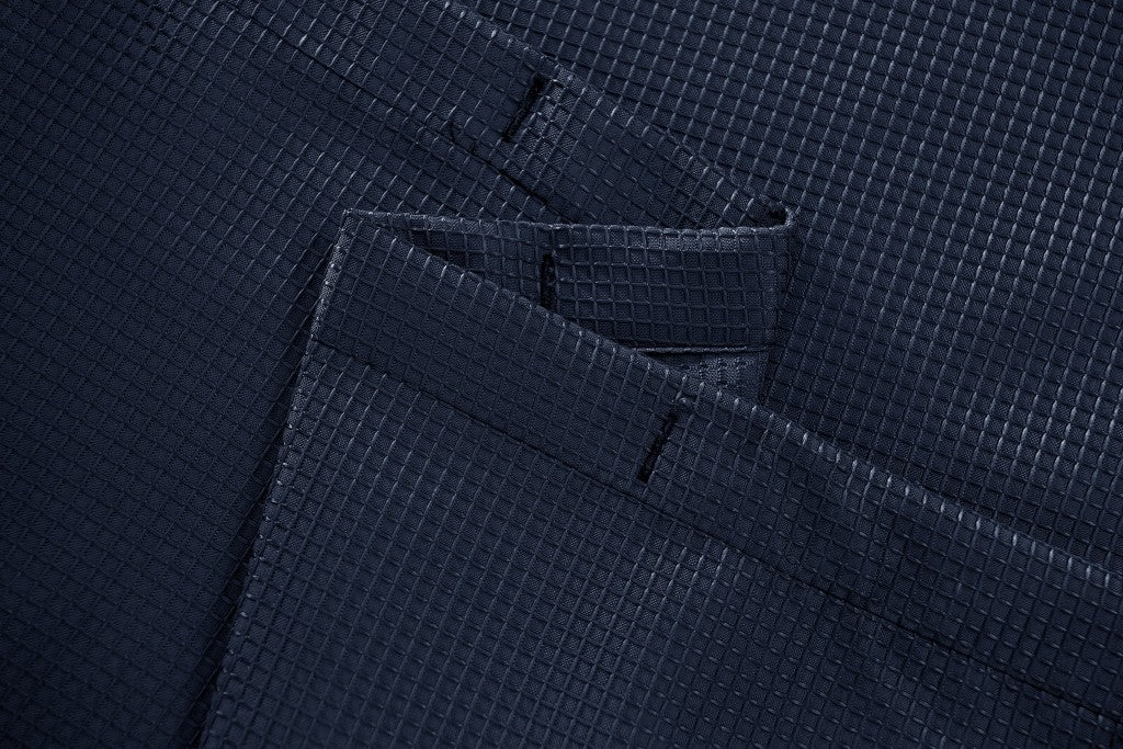 Luxurious Navy Waffle Weave Shower Curtain-6