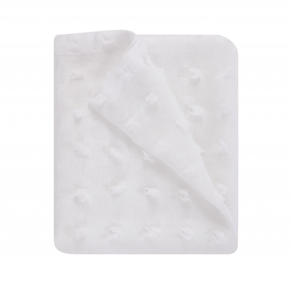 White Puff Sheer Shower Curtain-0