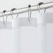 White Sheer and Grid Shower Curtain and Liner Set-0