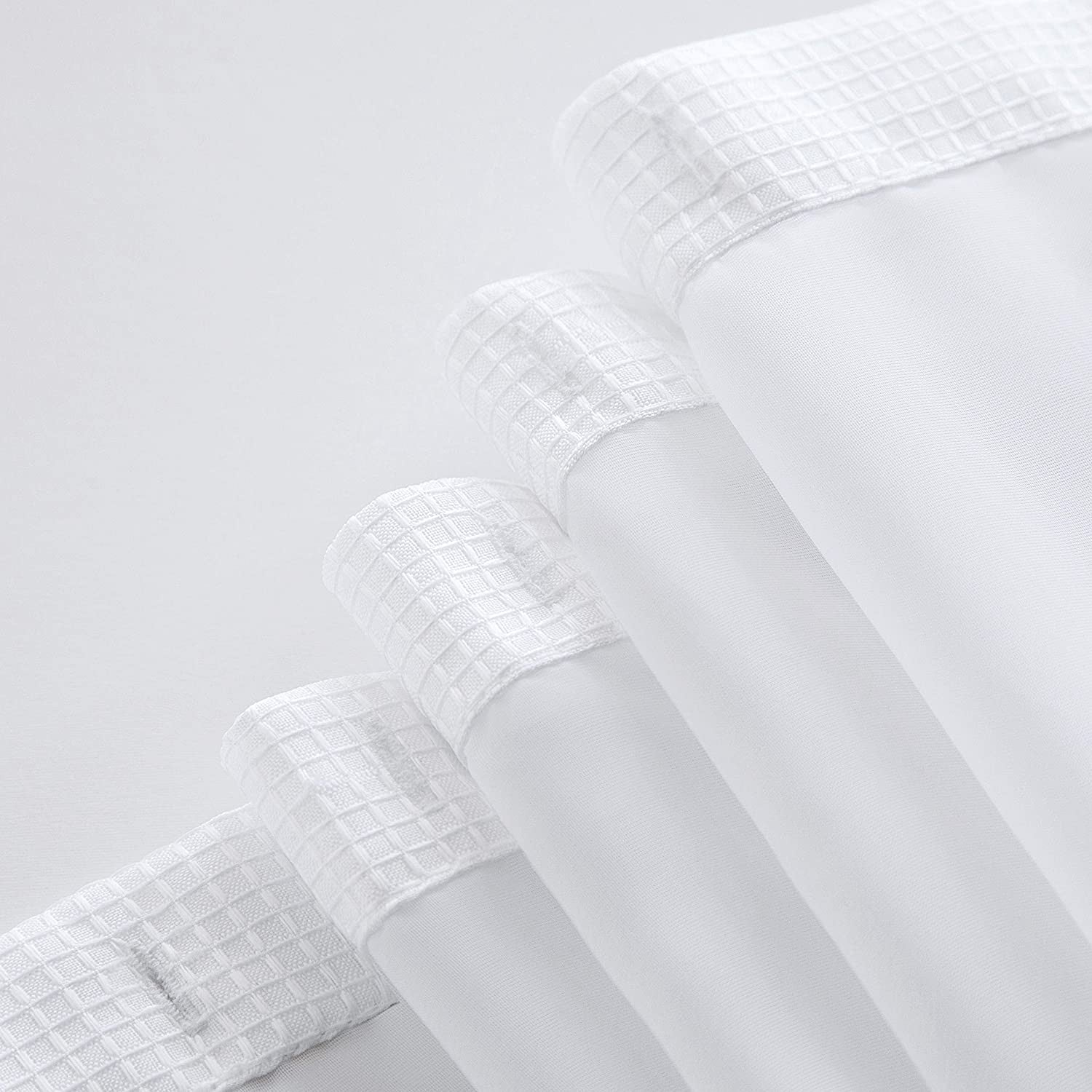 White Sheer and Grid Shower Curtain and Liner Set-1