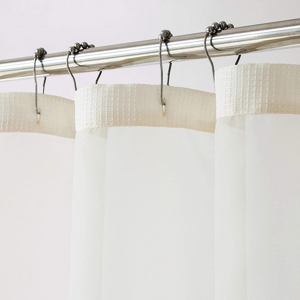 Ivory Sheer and Grid Shower Curtain and Liner Set-1
