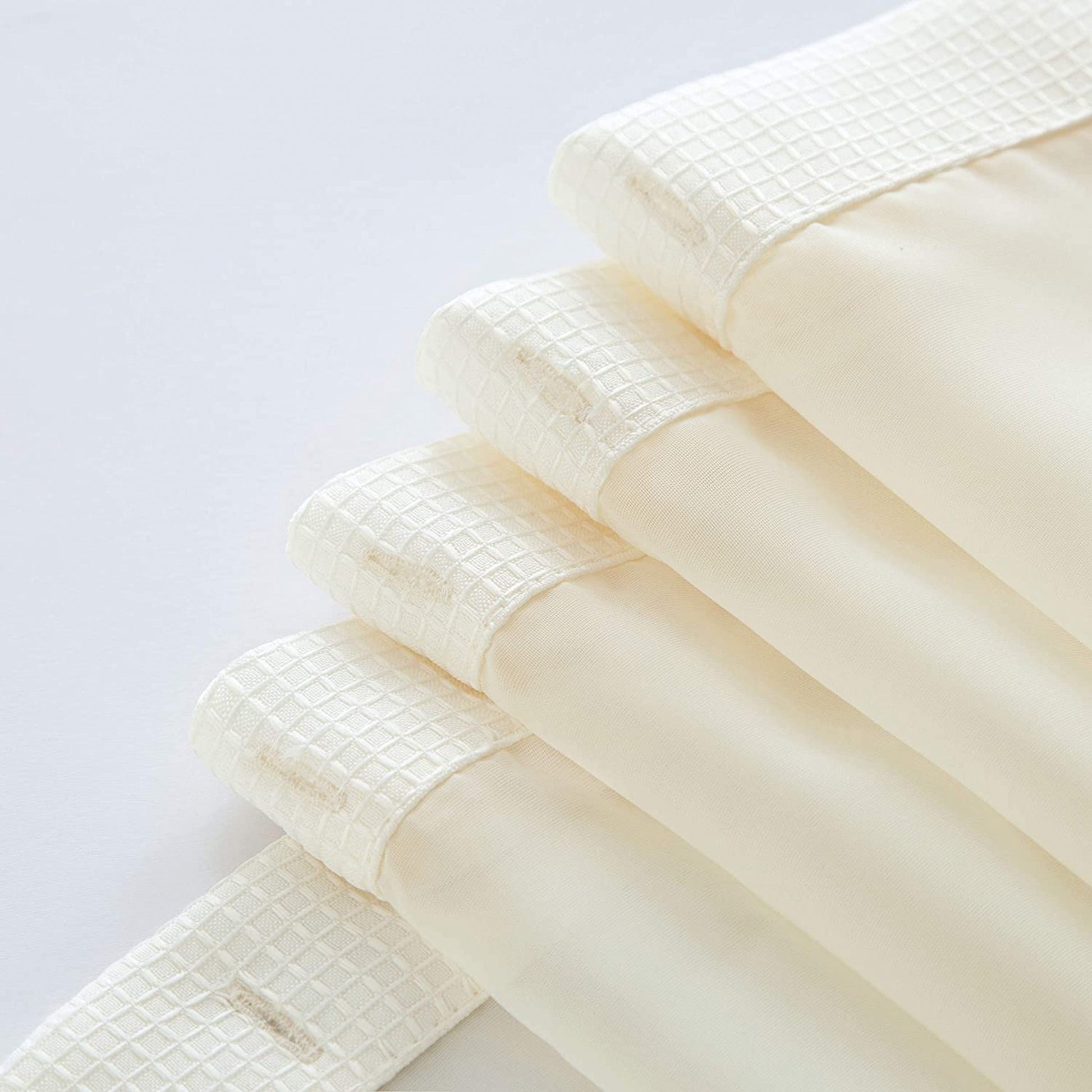 Ivory Sheer and Grid Shower Curtain and Liner Set-2