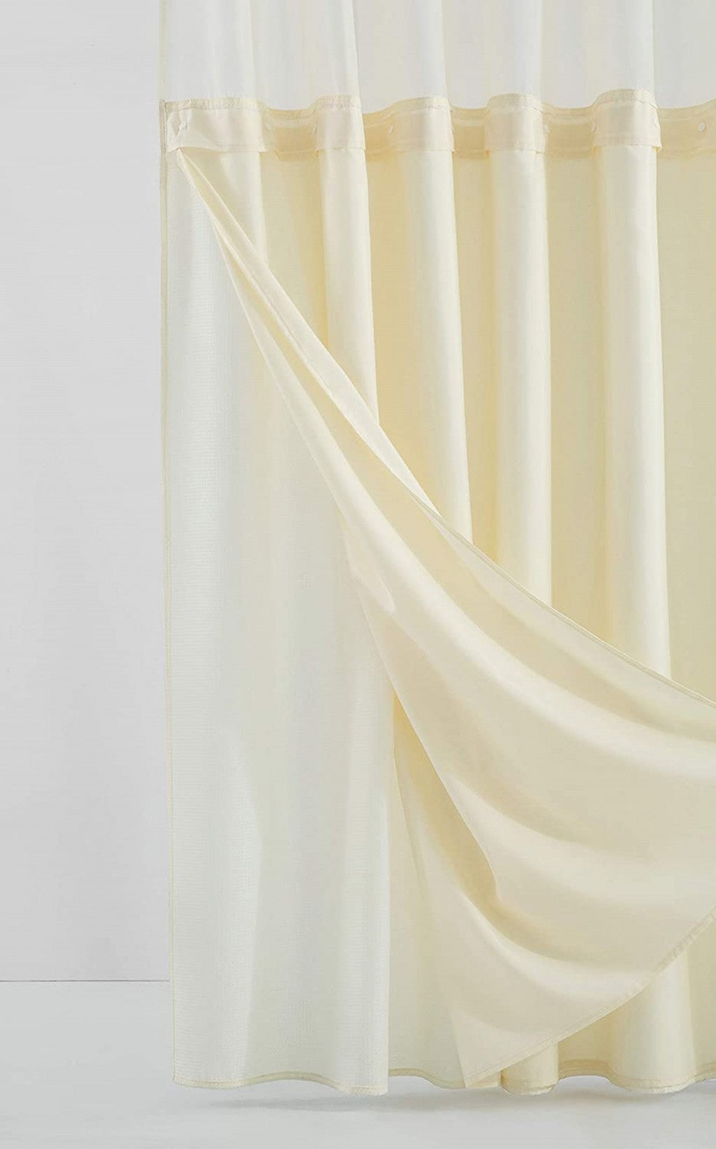 Ivory Sheer and Grid Shower Curtain and Liner Set-5