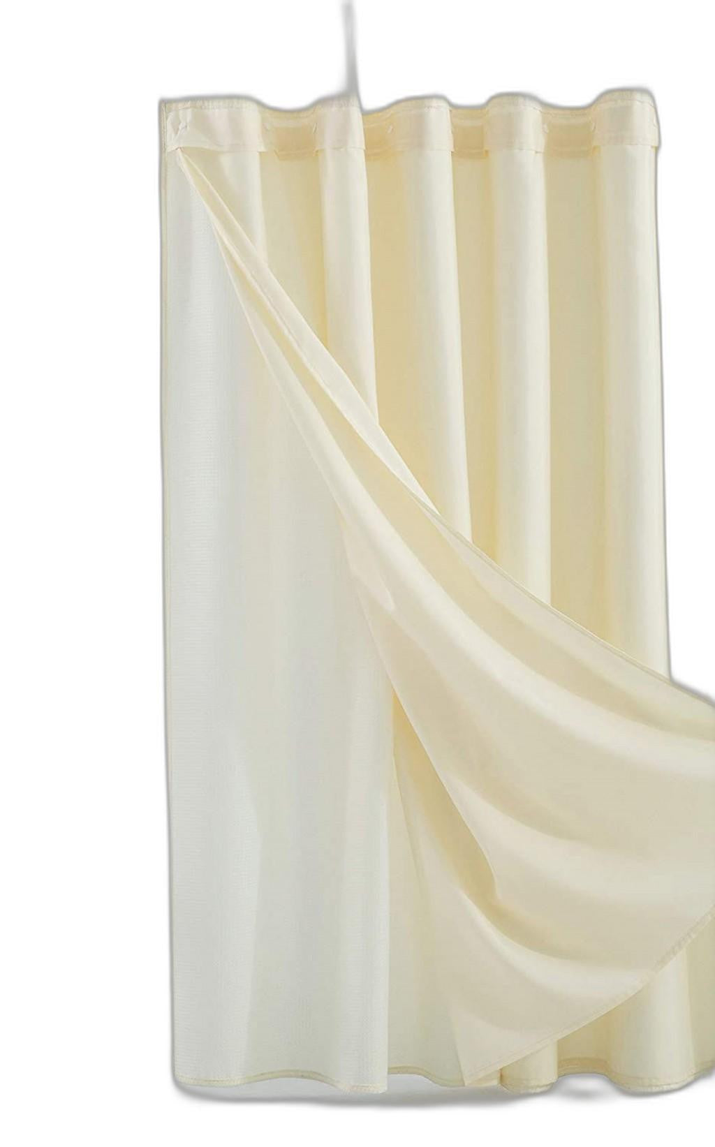 Ivory Sheer and Grid Shower Curtain and Liner Set-0
