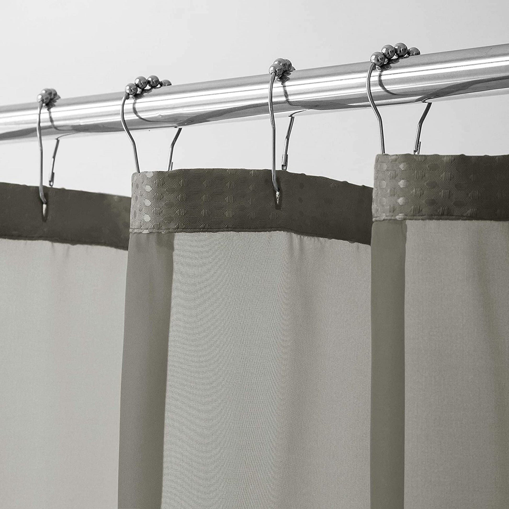 Gray Sheer and Grid Shower Curtain and Liner Set-6