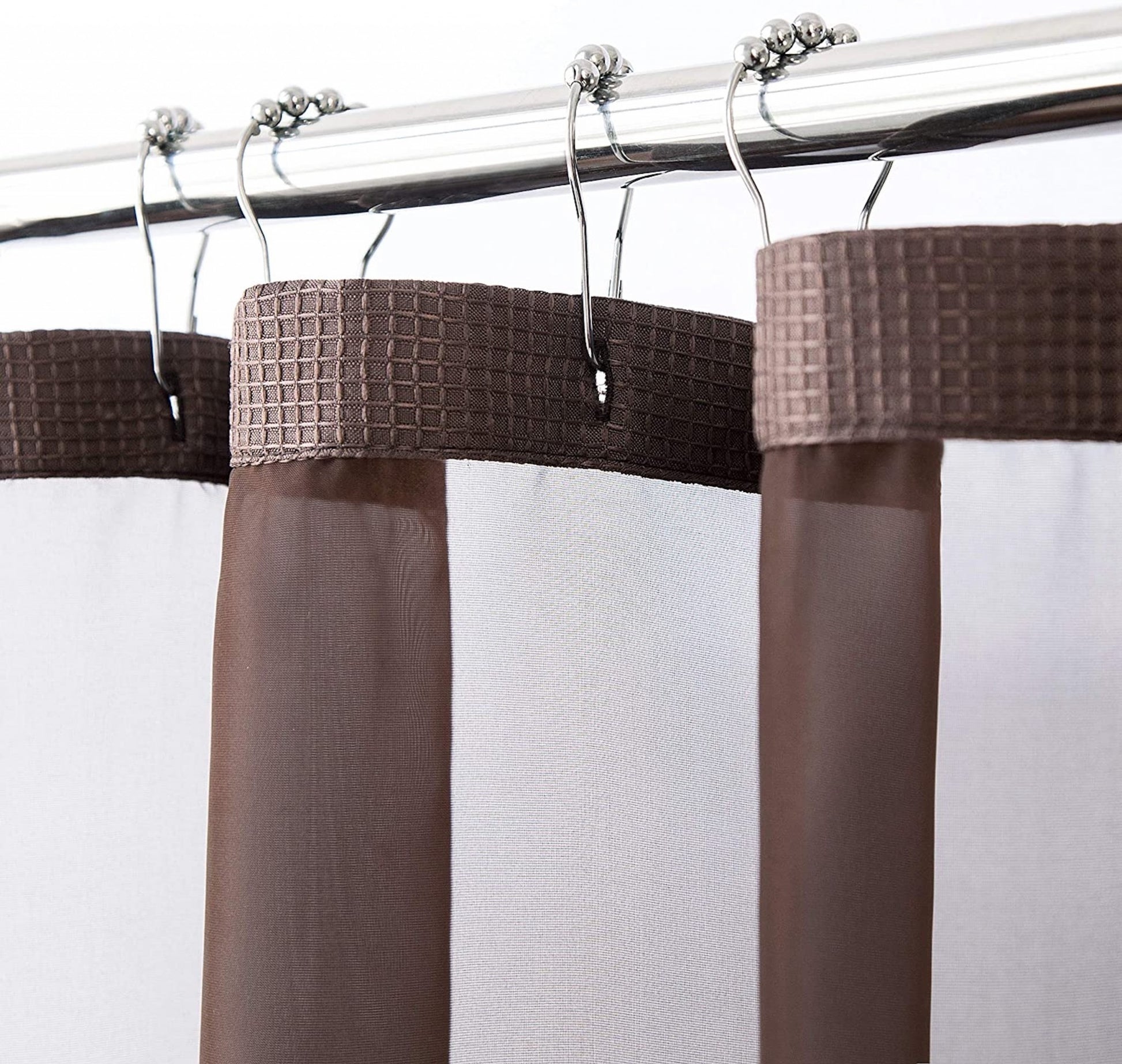 Brown Modern Grid Shower Curtain and Liner Set-4