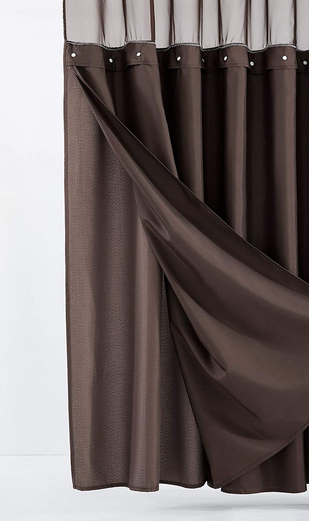 Brown Modern Grid Shower Curtain and Liner Set-0