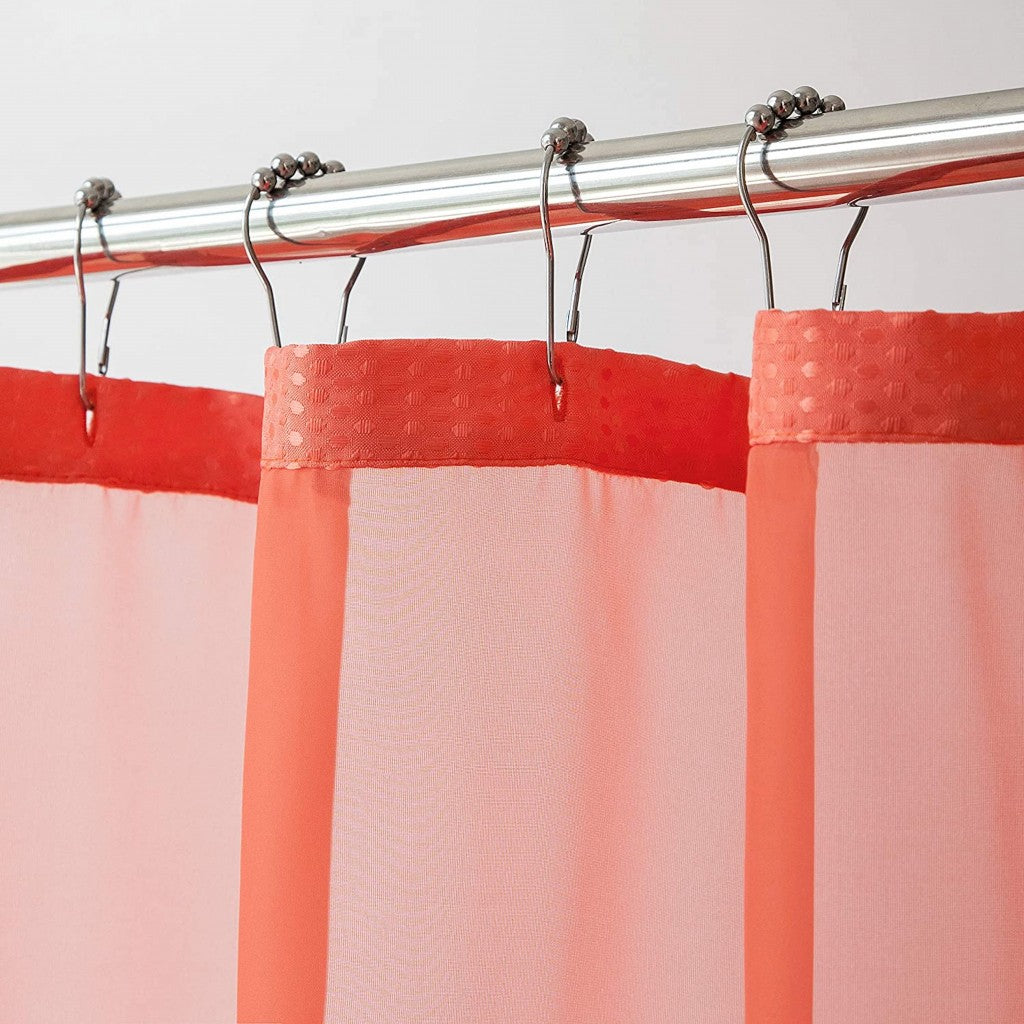 Coral Sheer and Grid Shower Curtain and Liner Set-3