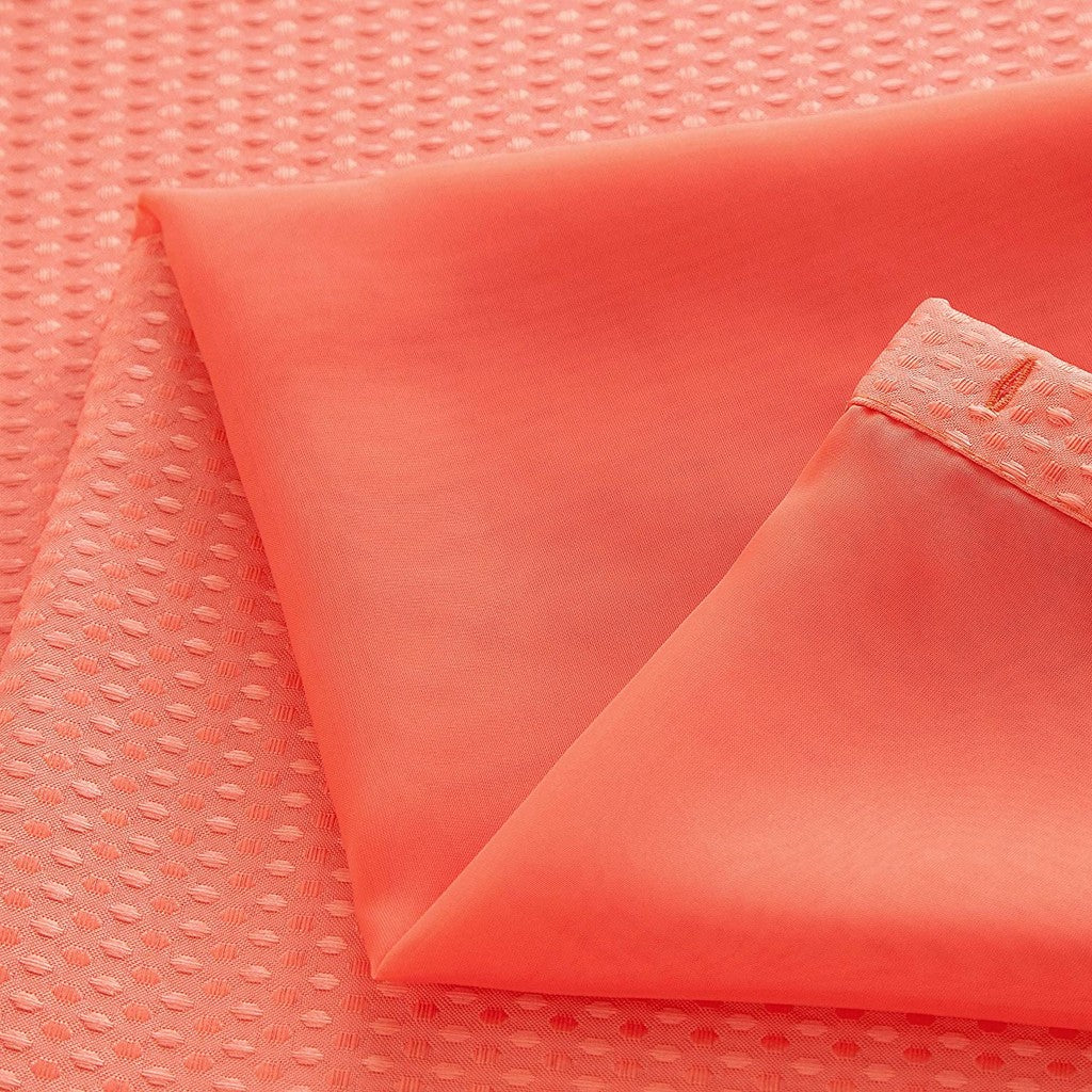 Coral Sheer and Grid Shower Curtain and Liner Set-5
