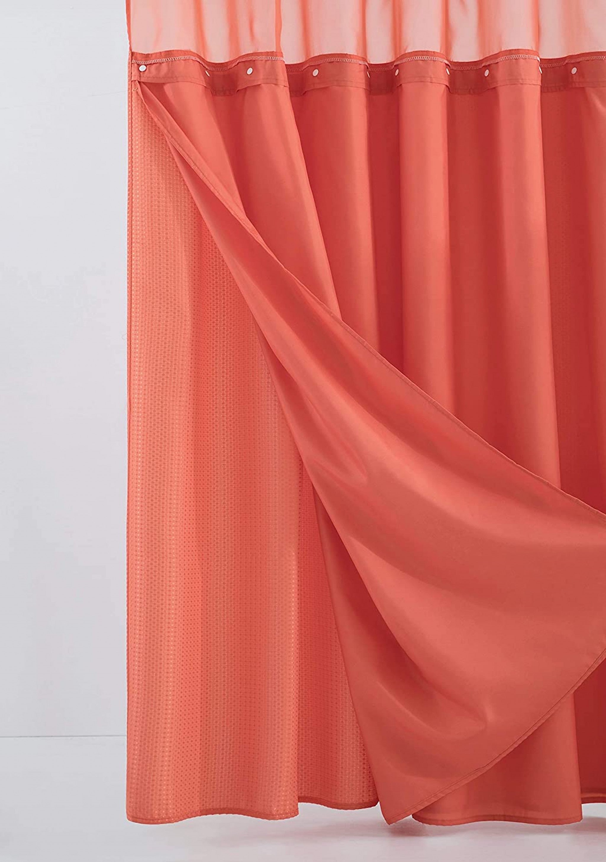 Coral Sheer and Grid Shower Curtain and Liner Set-6