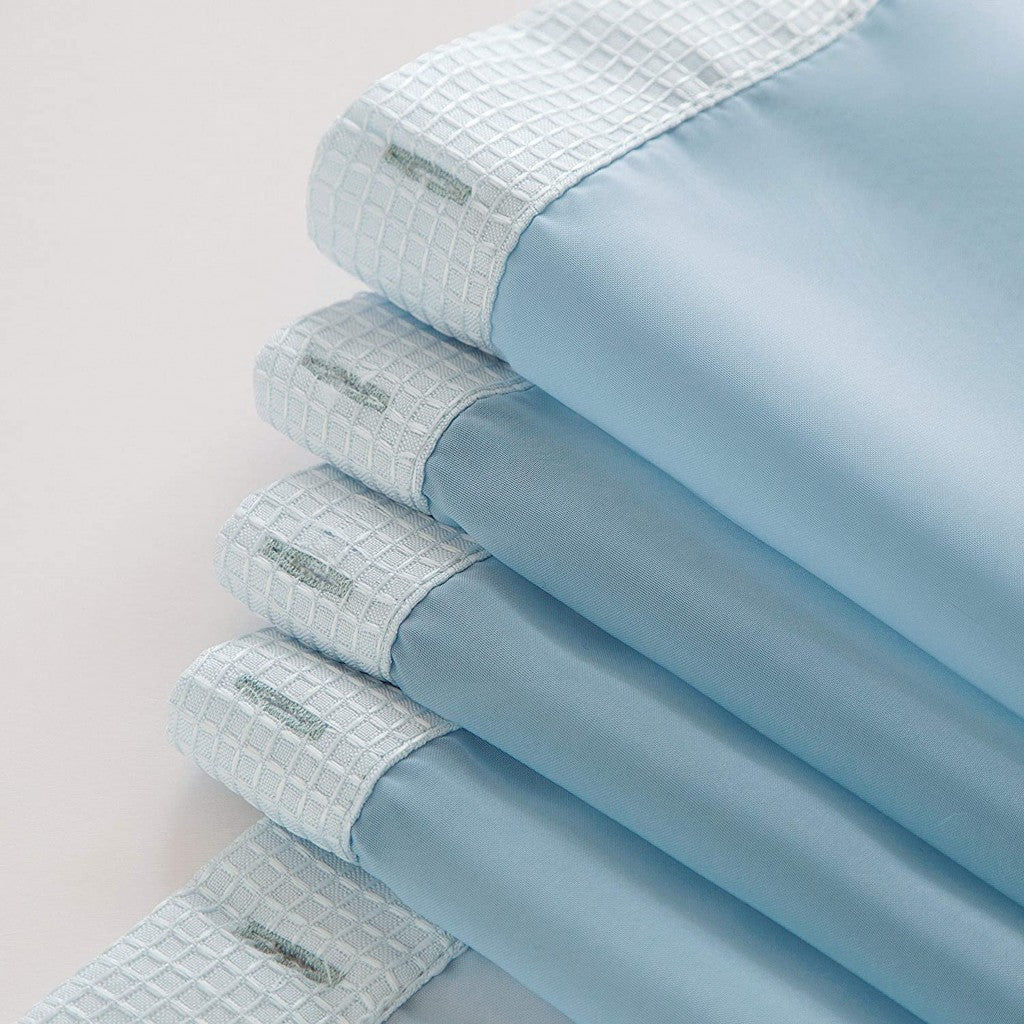 Light Blue Sheer and Grid Shower Curtain and Liner Set-2