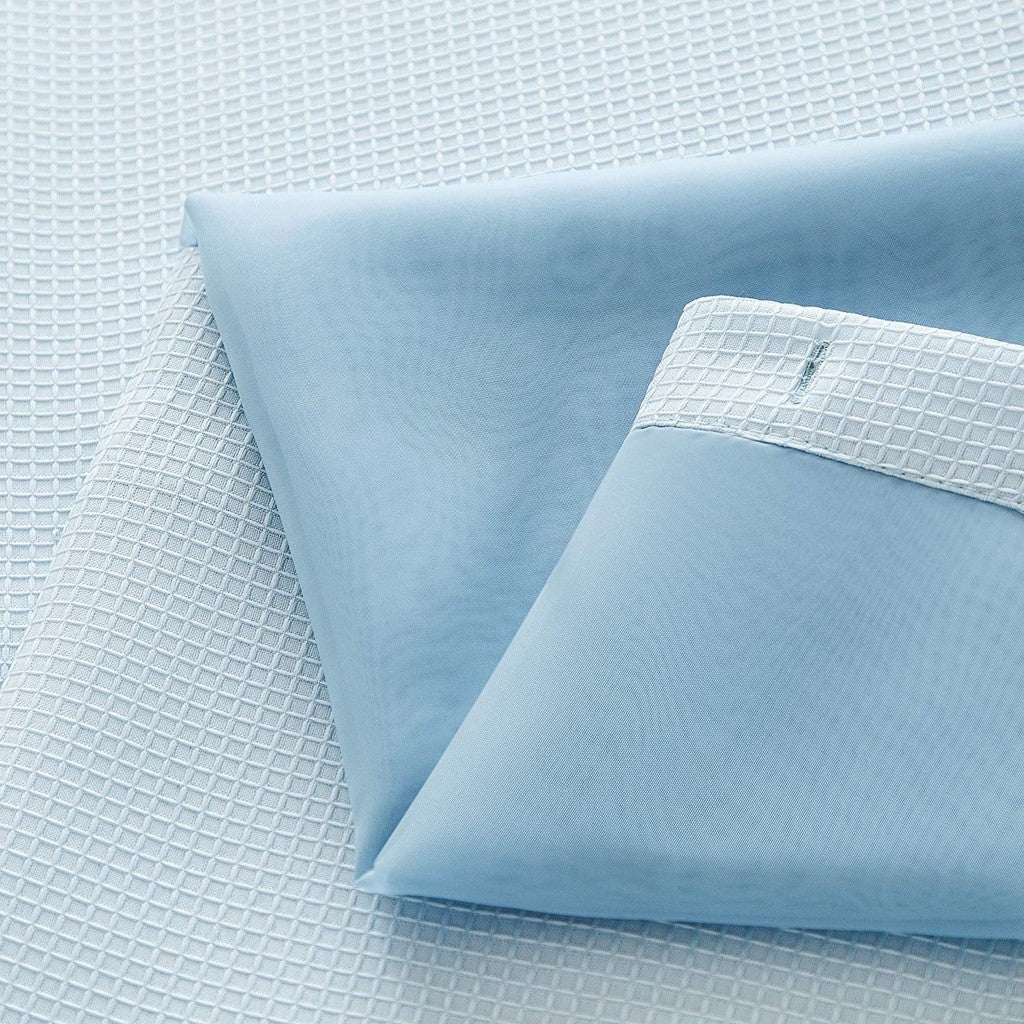 Light Blue Sheer and Grid Shower Curtain and Liner Set-3