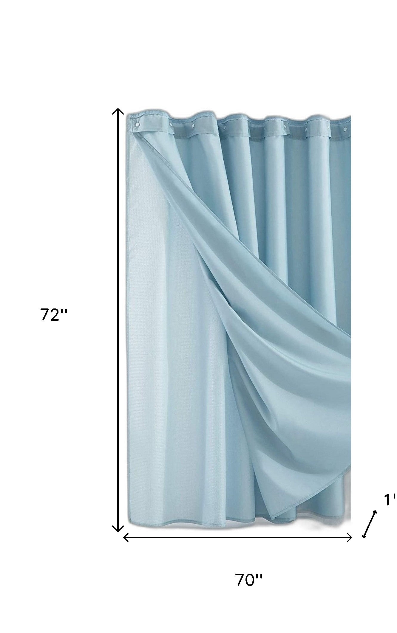 Light Blue Sheer and Grid Shower Curtain and Liner Set-7